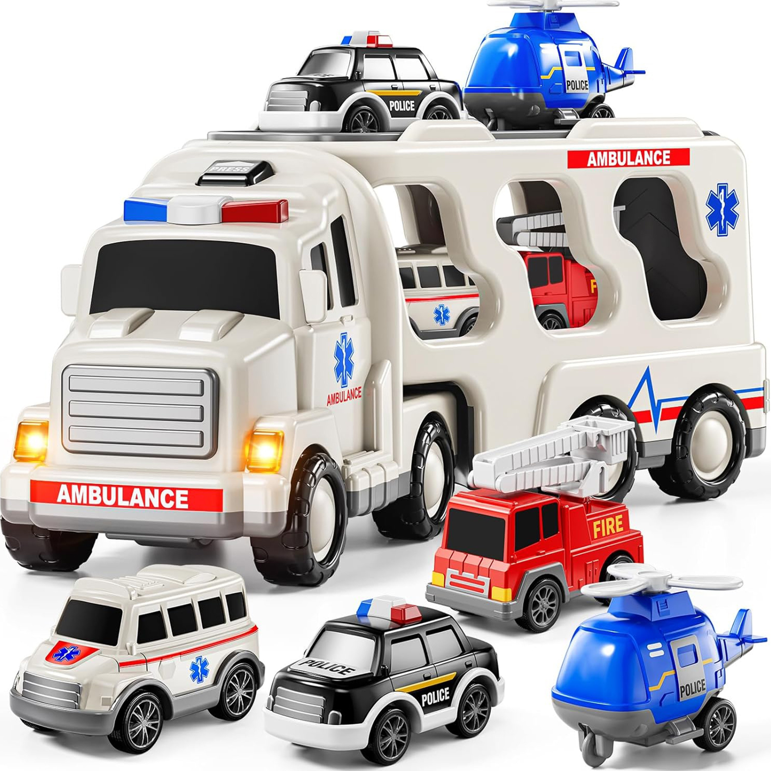 WOOPIE Road Tow Truck Set of 5 Cars - Ambulance - Slika 8