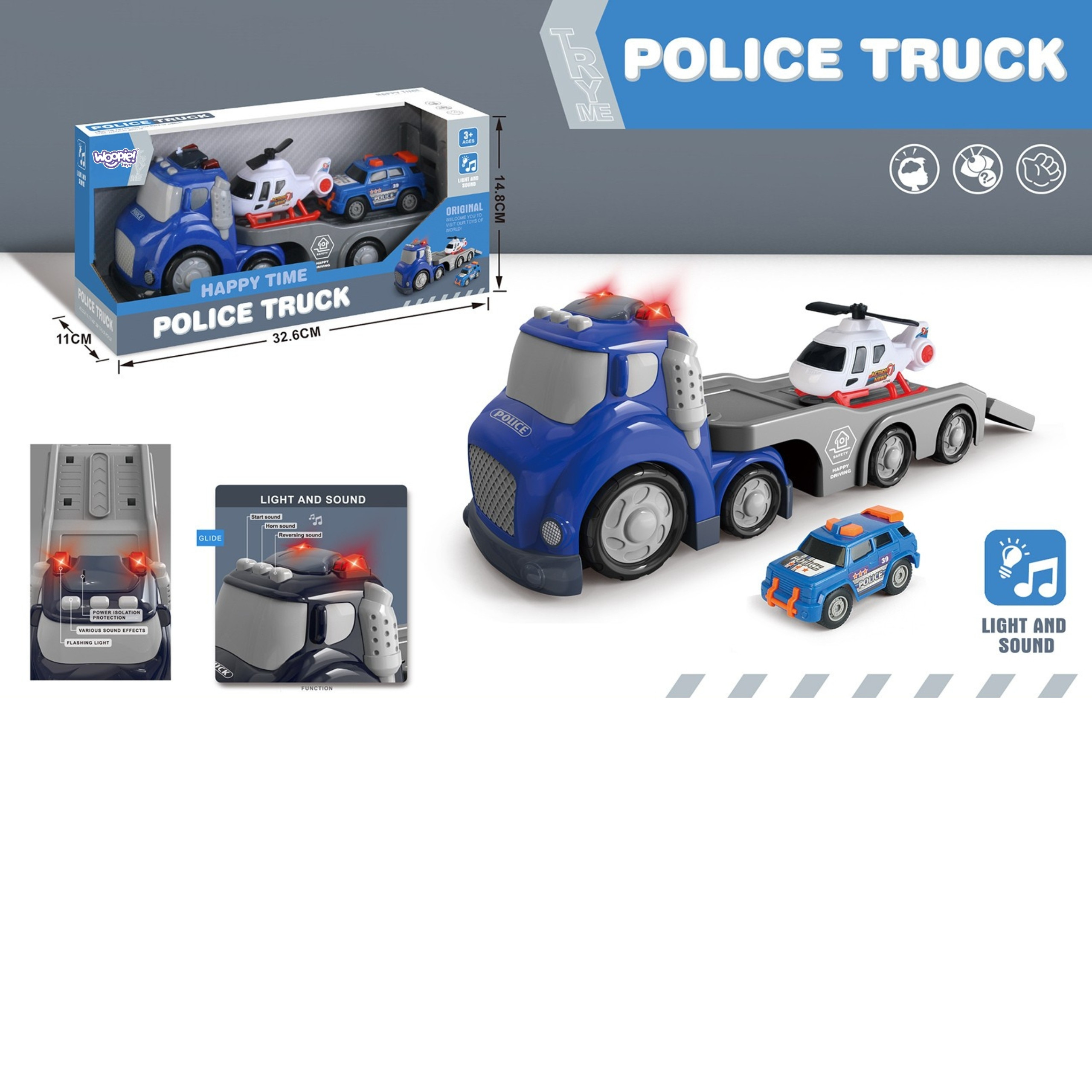 WOOPIE Blue Police City Truck Sound and Light Effects - Slika 8
