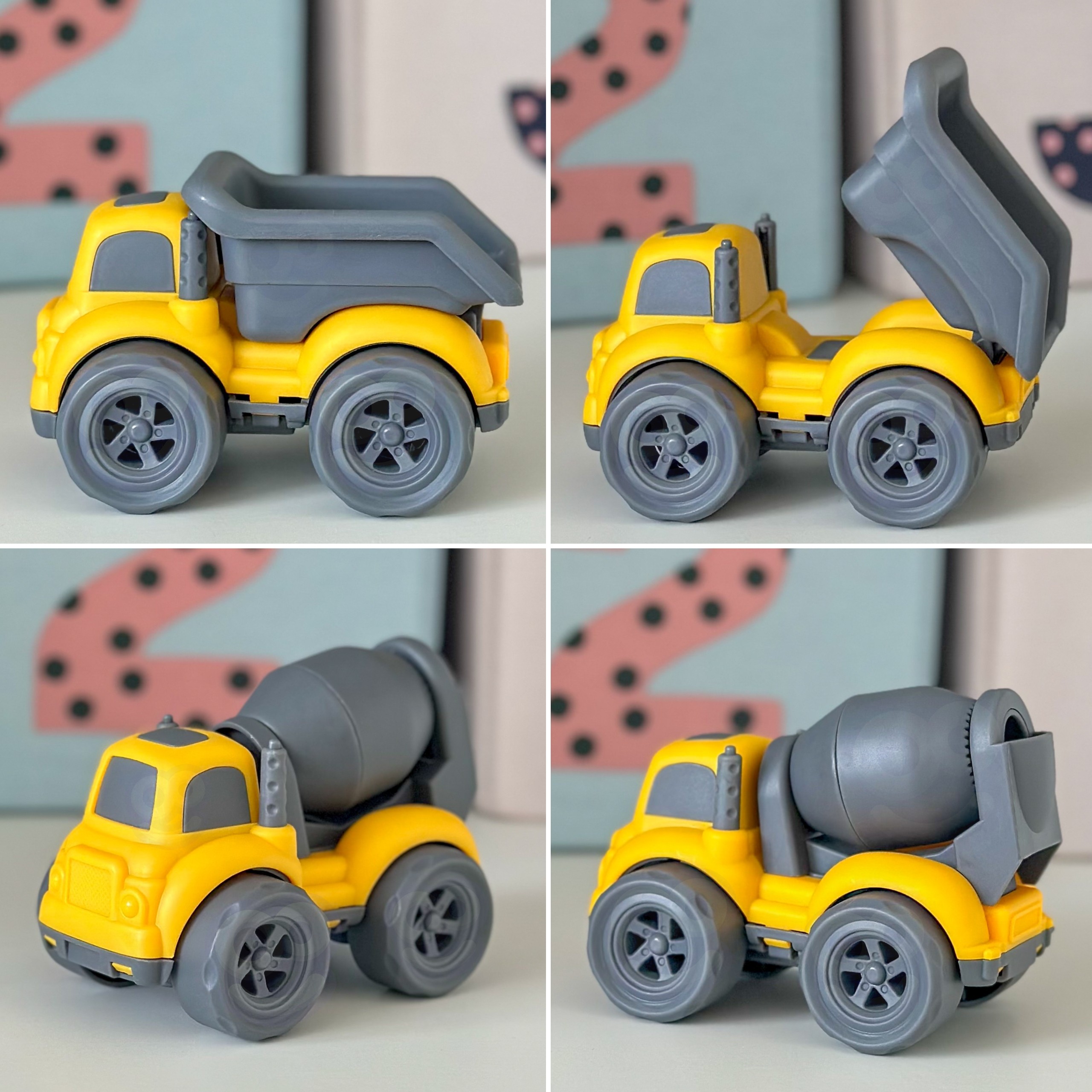 WOOPIE 3-in-1 Set Construction Vehicles Garbage Truck Concrete Mixer Dump Truck - Slika 3