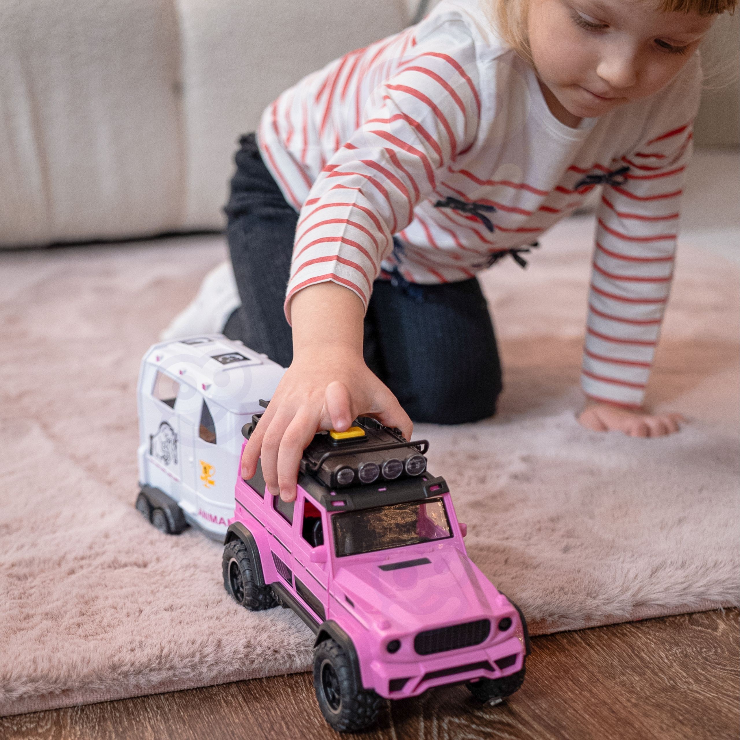 WOOPIE Pink Off-Road Vehicle with Trailer and Horse Figure Set - Slika 3
