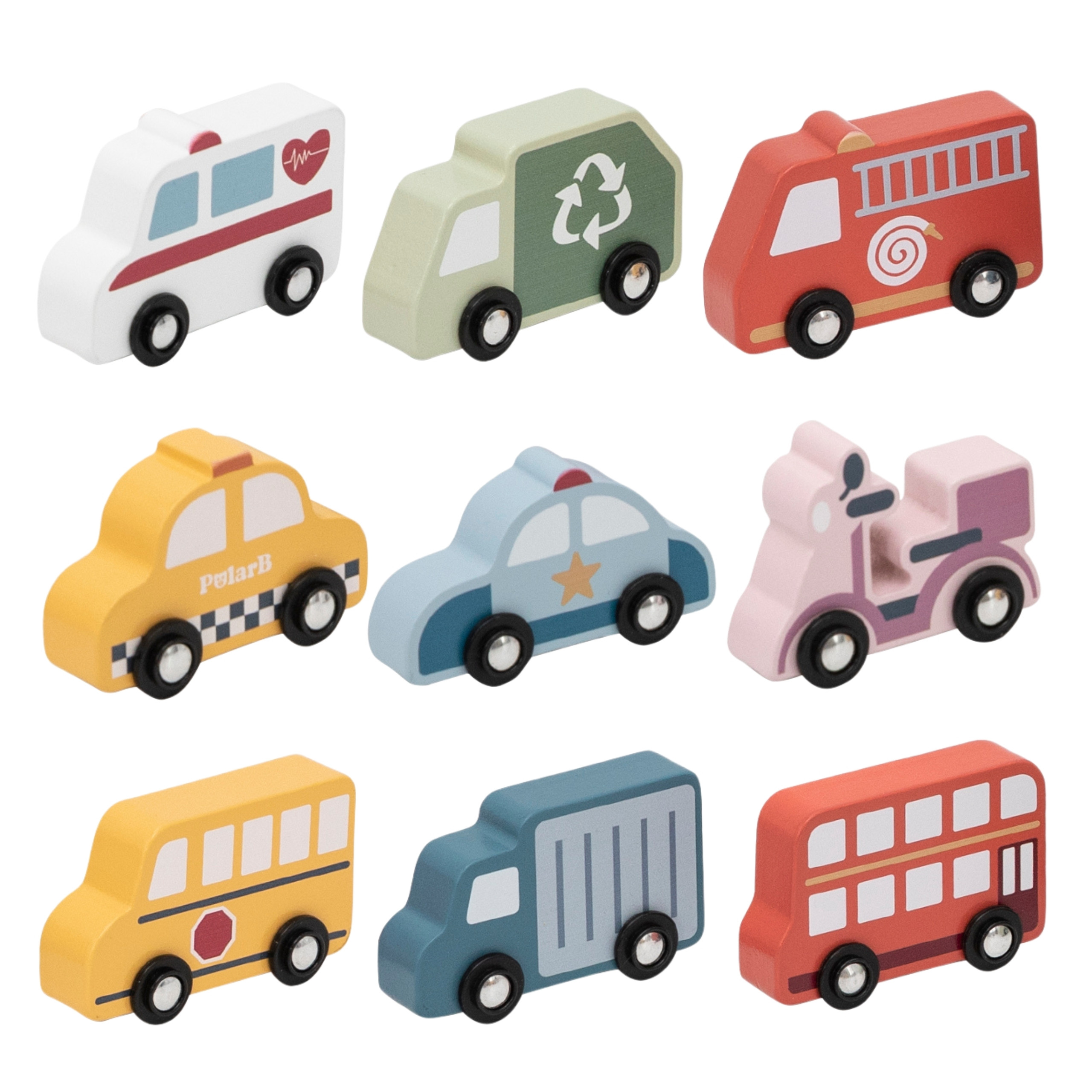 VIGA Wooden Set of Colorful City Vehicles 9 pcs. - Slika 6