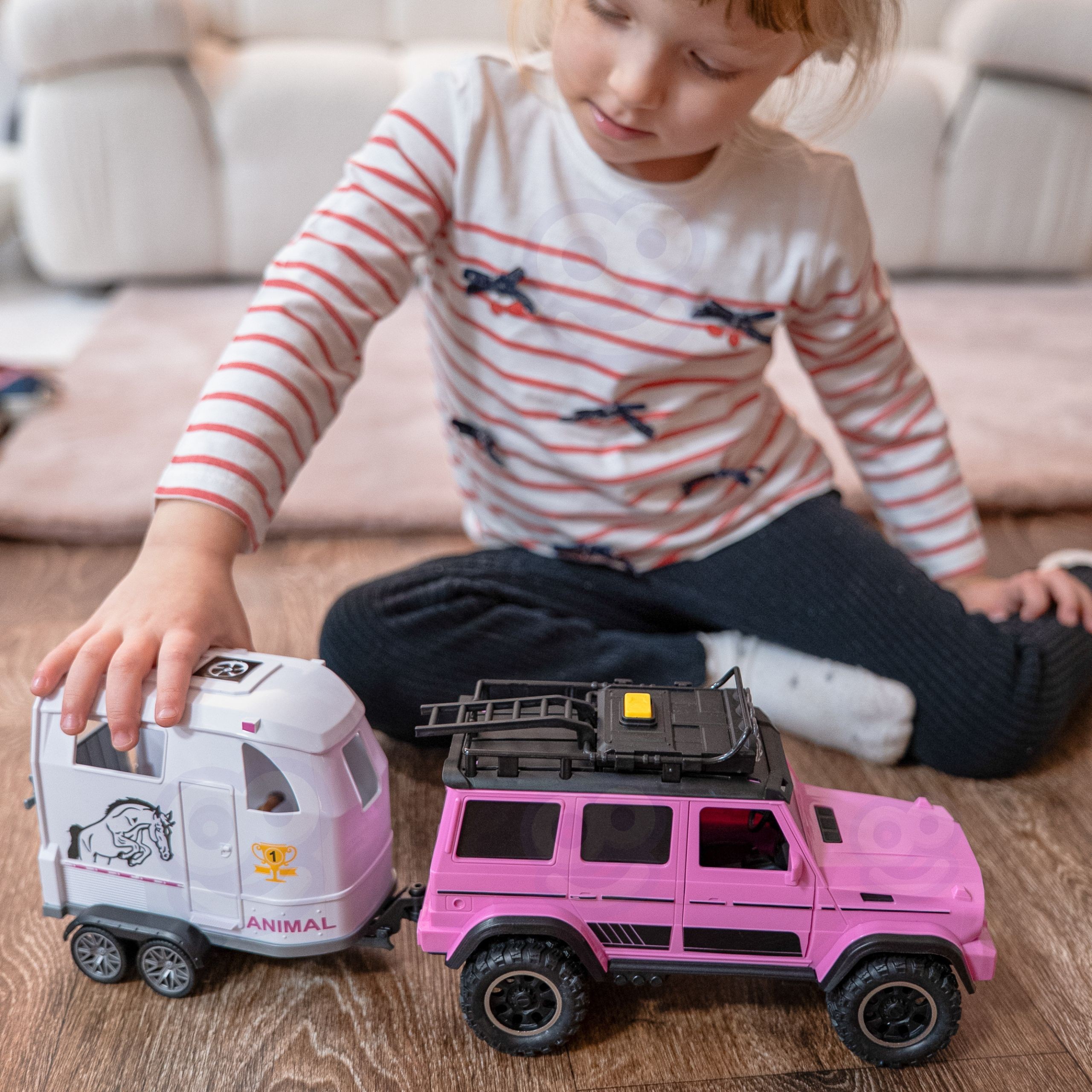 WOOPIE Pink Off-Road Vehicle with Trailer and Horse Figure Set - Slika 4