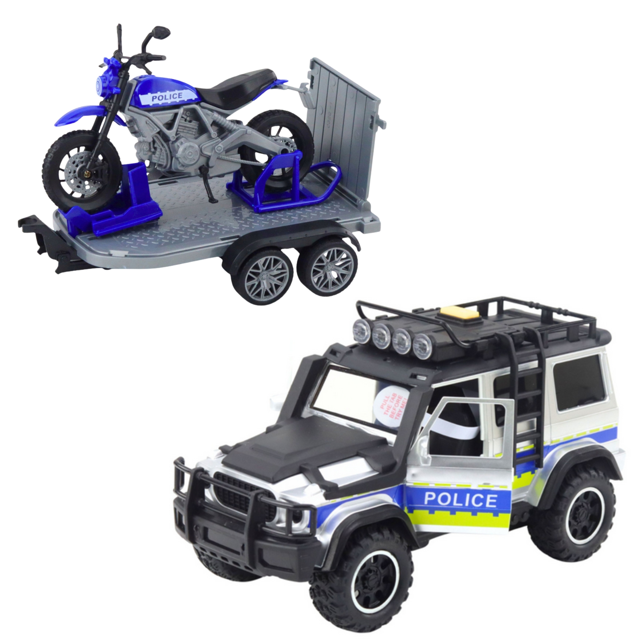 WOOPIE Police Off-Road Vehicle with Motorcycle Trailer Set - Slika 5