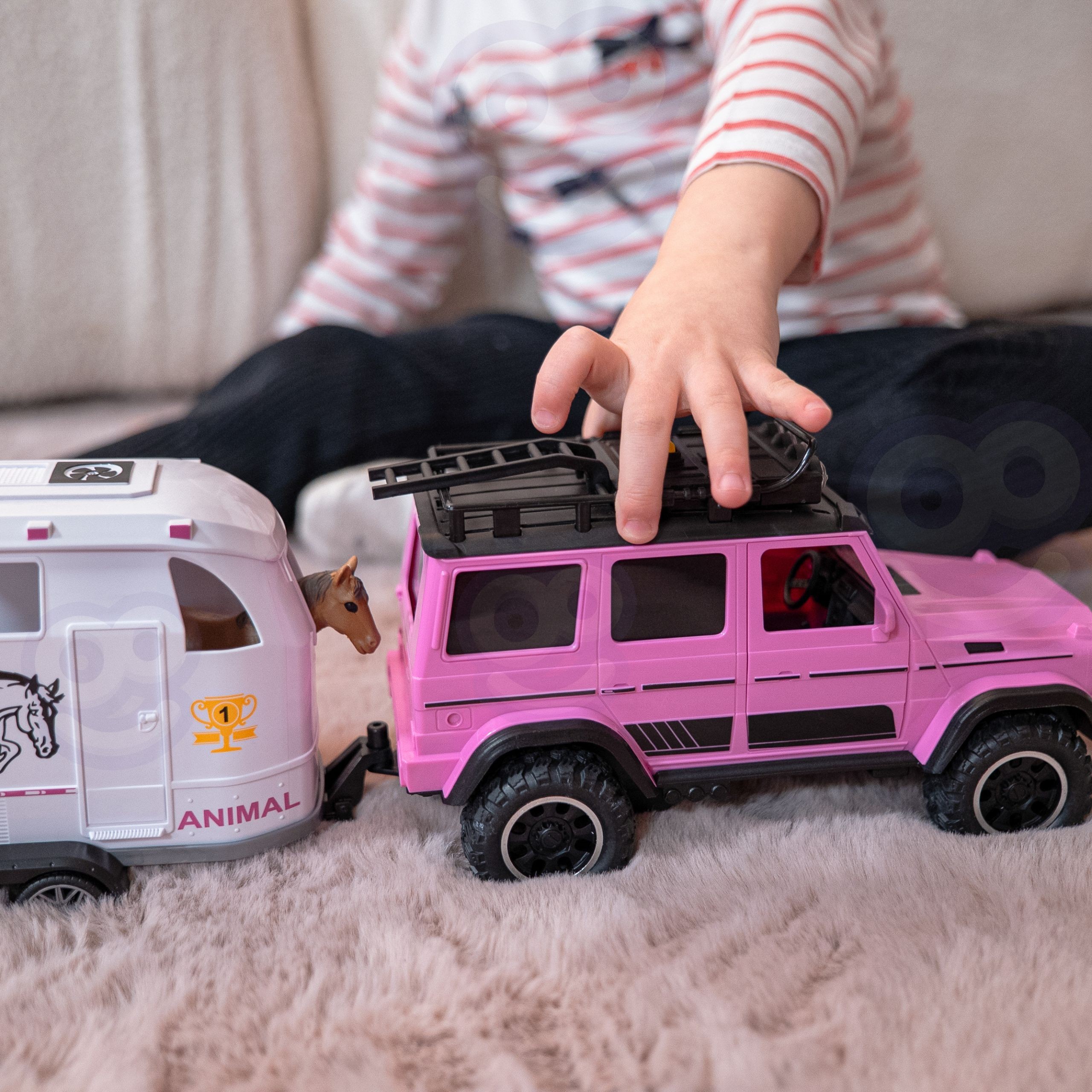 WOOPIE Pink Off-Road Vehicle with Trailer and Horse Figure Set - Slika 5
