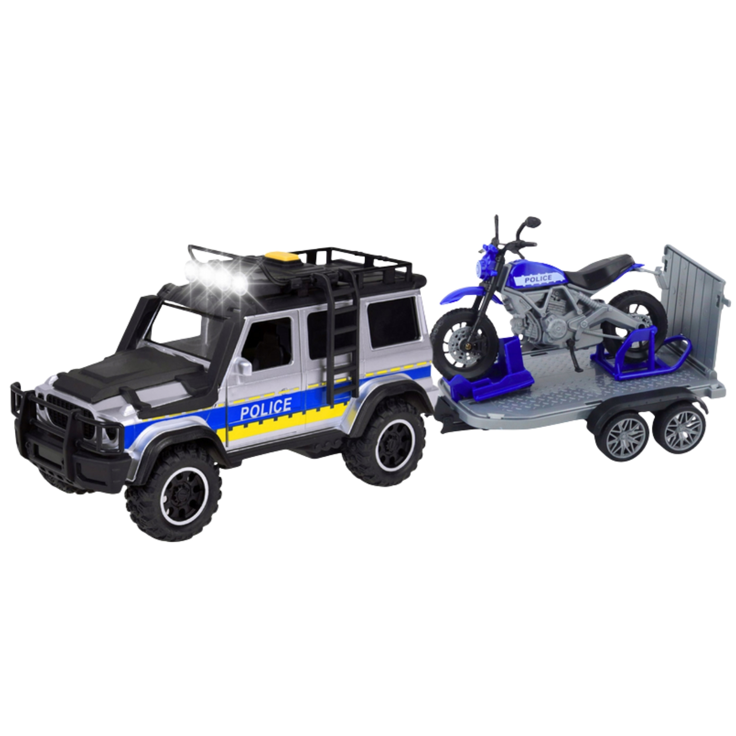 WOOPIE Police Off-Road Vehicle with Motorcycle Trailer Set - Slika 7