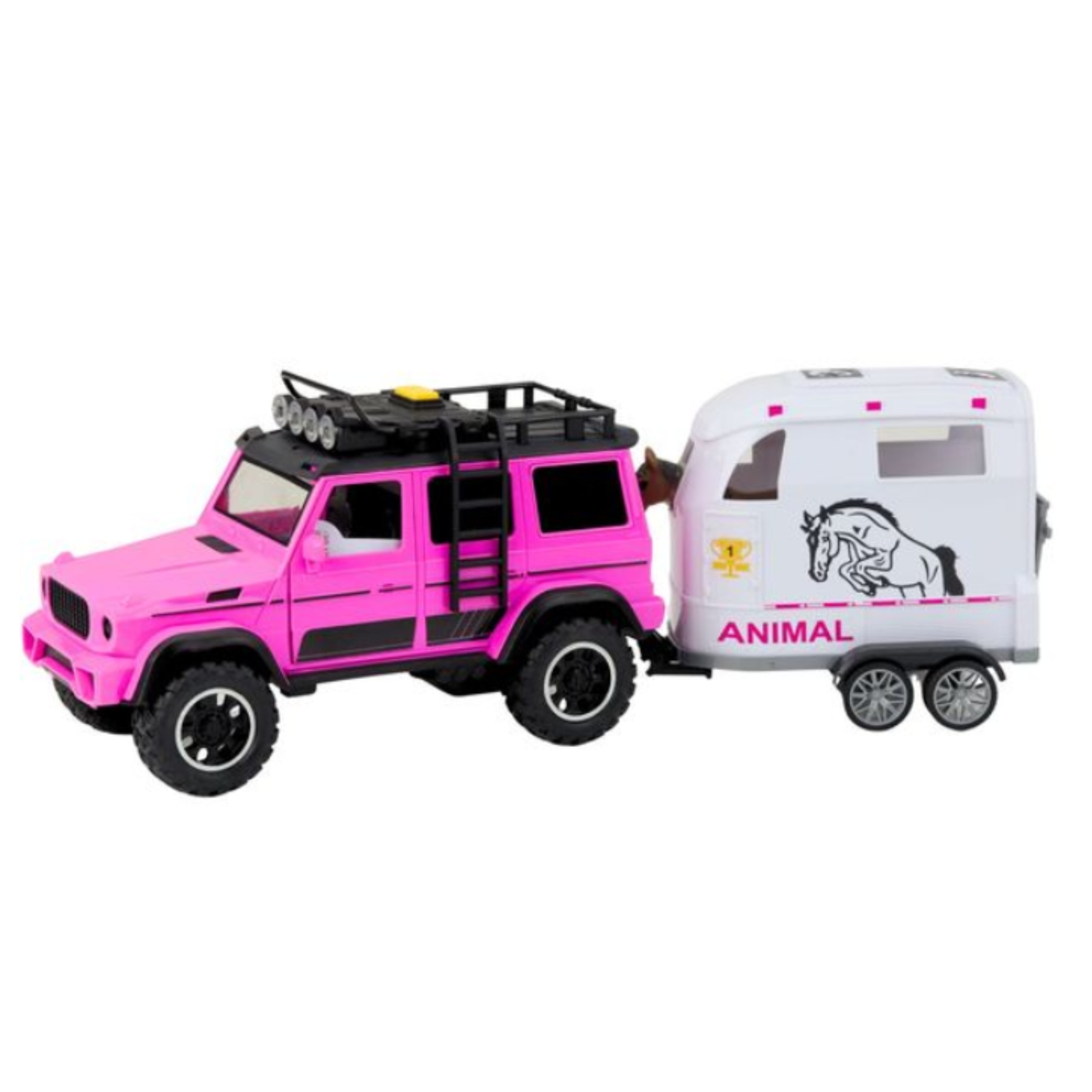 WOOPIE Pink Off-Road Vehicle with Trailer and Horse Figure Set - Slika 8