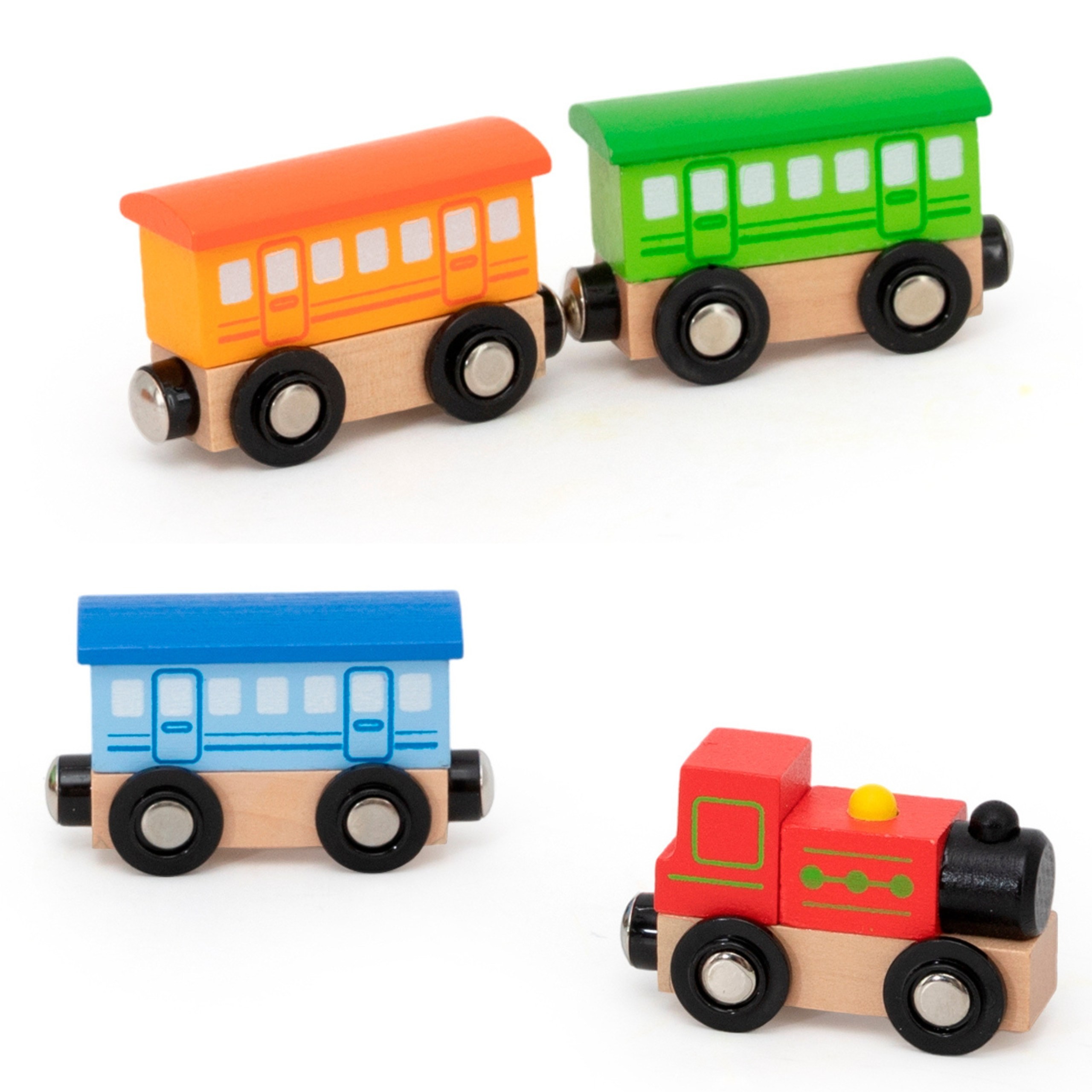 VIGA WOODEN MAGNETIC TRAIN CARRIAGES CHUCK TRAIN LOCOMOTIVE 3+ - Slika 3