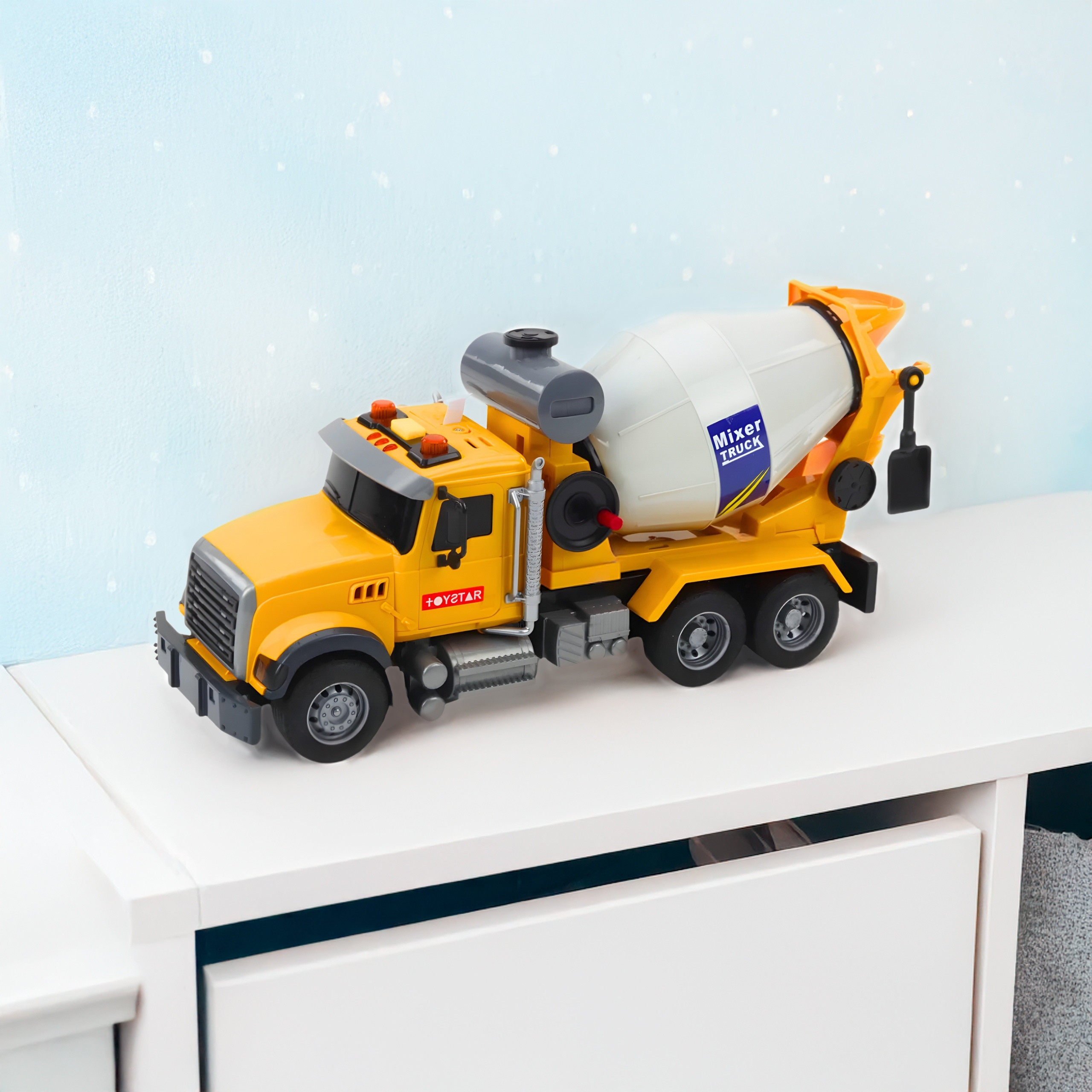 WOOPIE Cement Mixer Truck Rotating Drum Lights Sounds Yellow - Slika 5