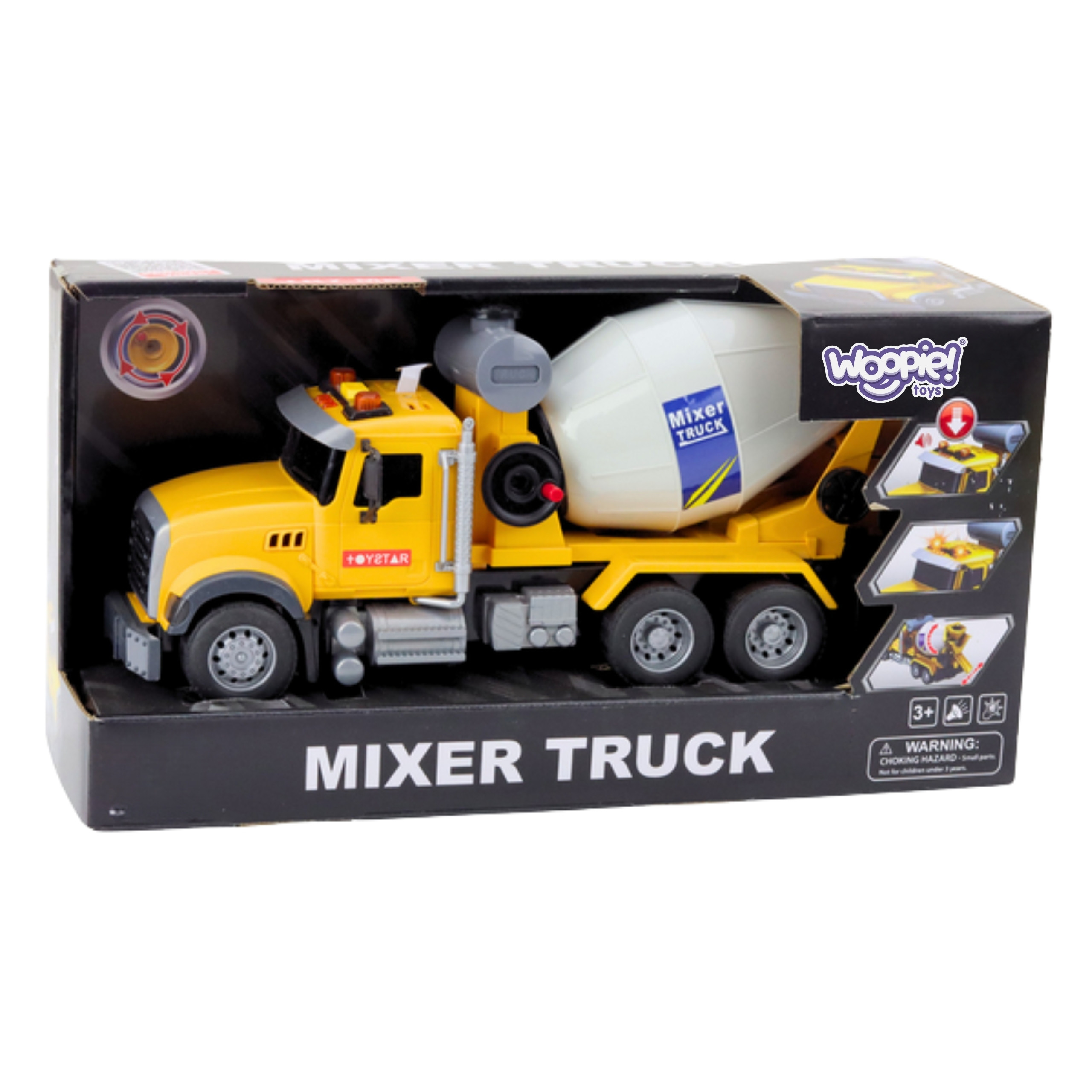 WOOPIE Cement Mixer Truck Rotating Drum Lights Sounds Yellow - Slika 7