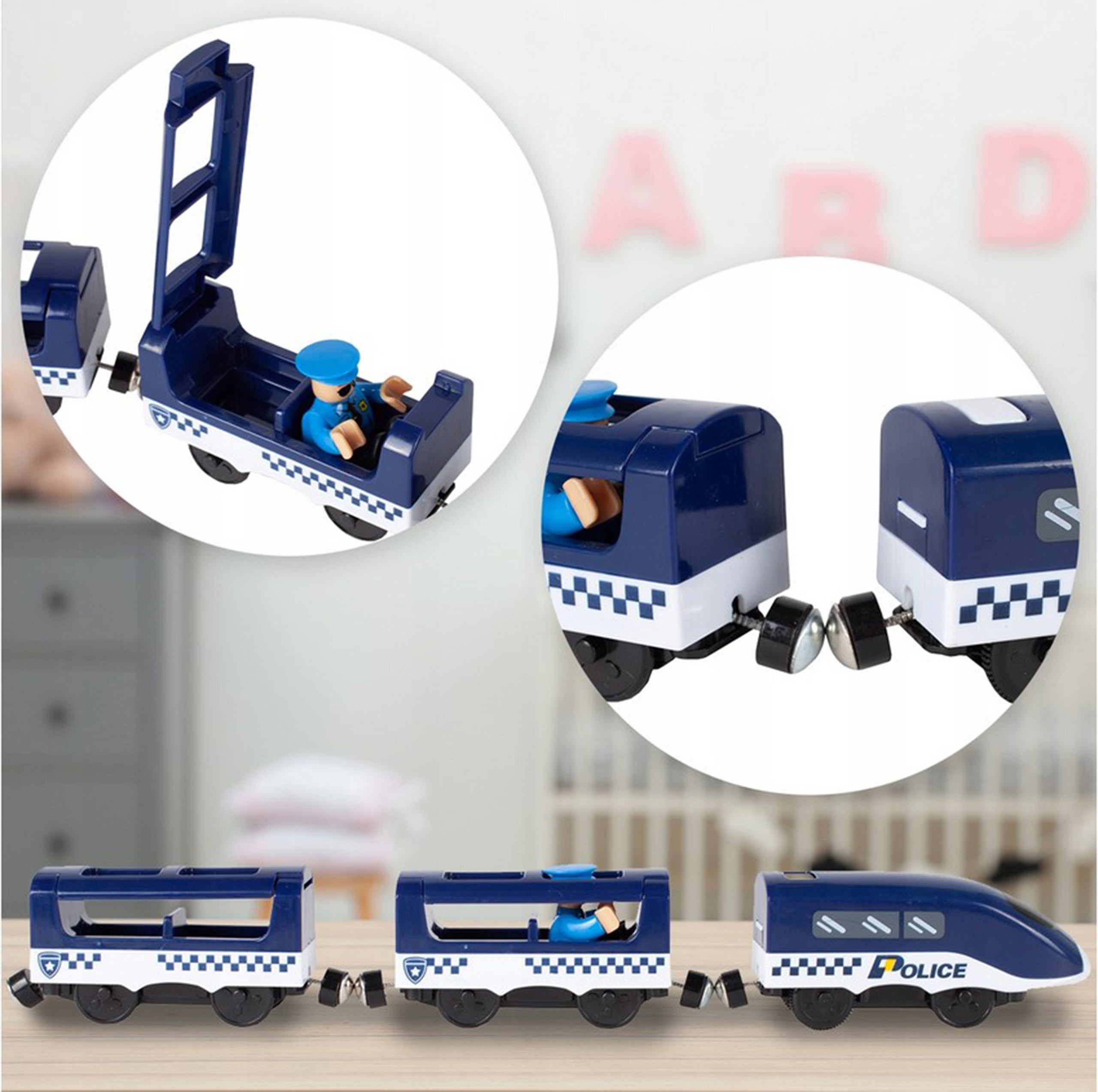 WOOPIE Electric Train Car Track Police Station Helicopter Cars 92 pcs. - Slika 5