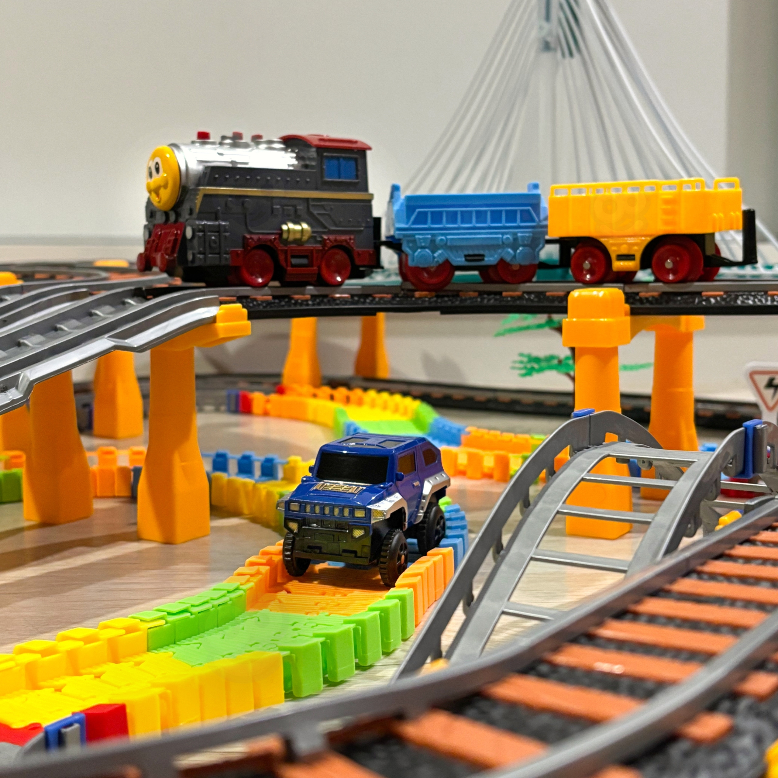 WOOPIE Electric Train Race Track 2in1 Train Viaduct Car XXL 192 pcs. - Slika 7