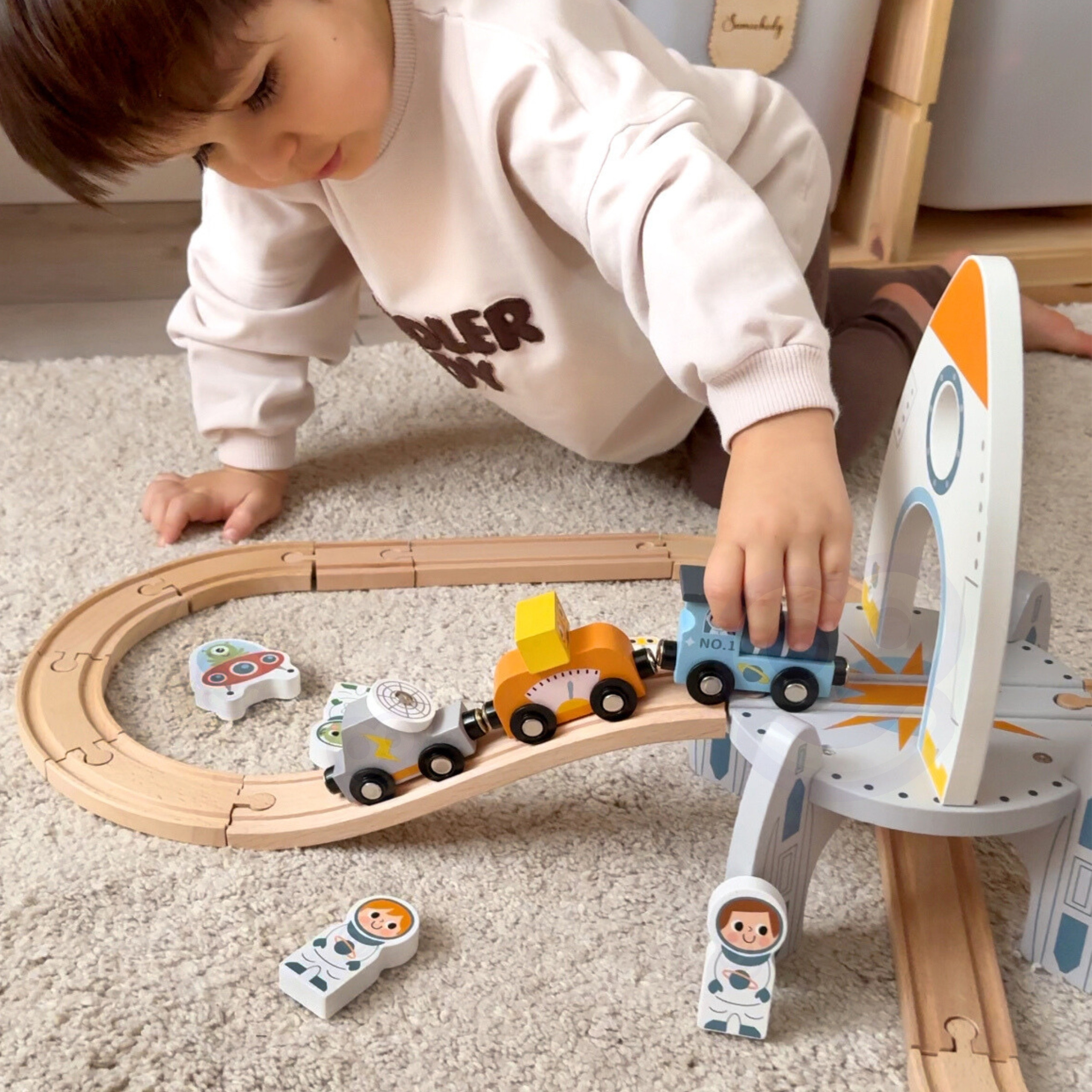 TOOKY TOY Wooden Space Train Track Set - Slika 5