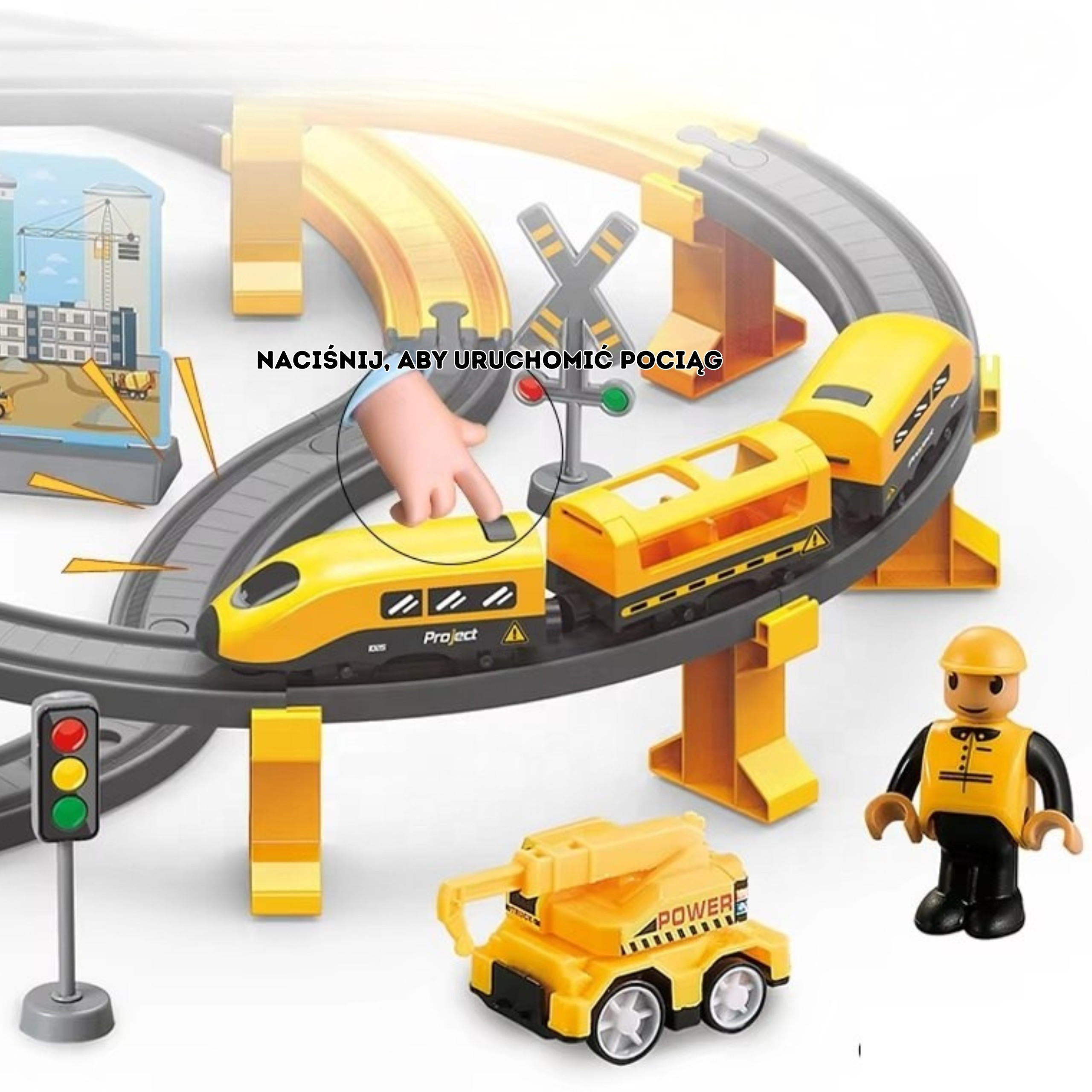 WOOPIE Electric Train Locomotive Construction Crew Set 92pcs. - Slika 5