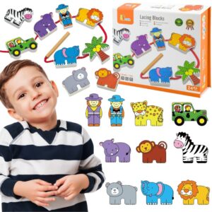 VIGA drveni Threading igra Intertwining kocke Safari ZOO Montessori