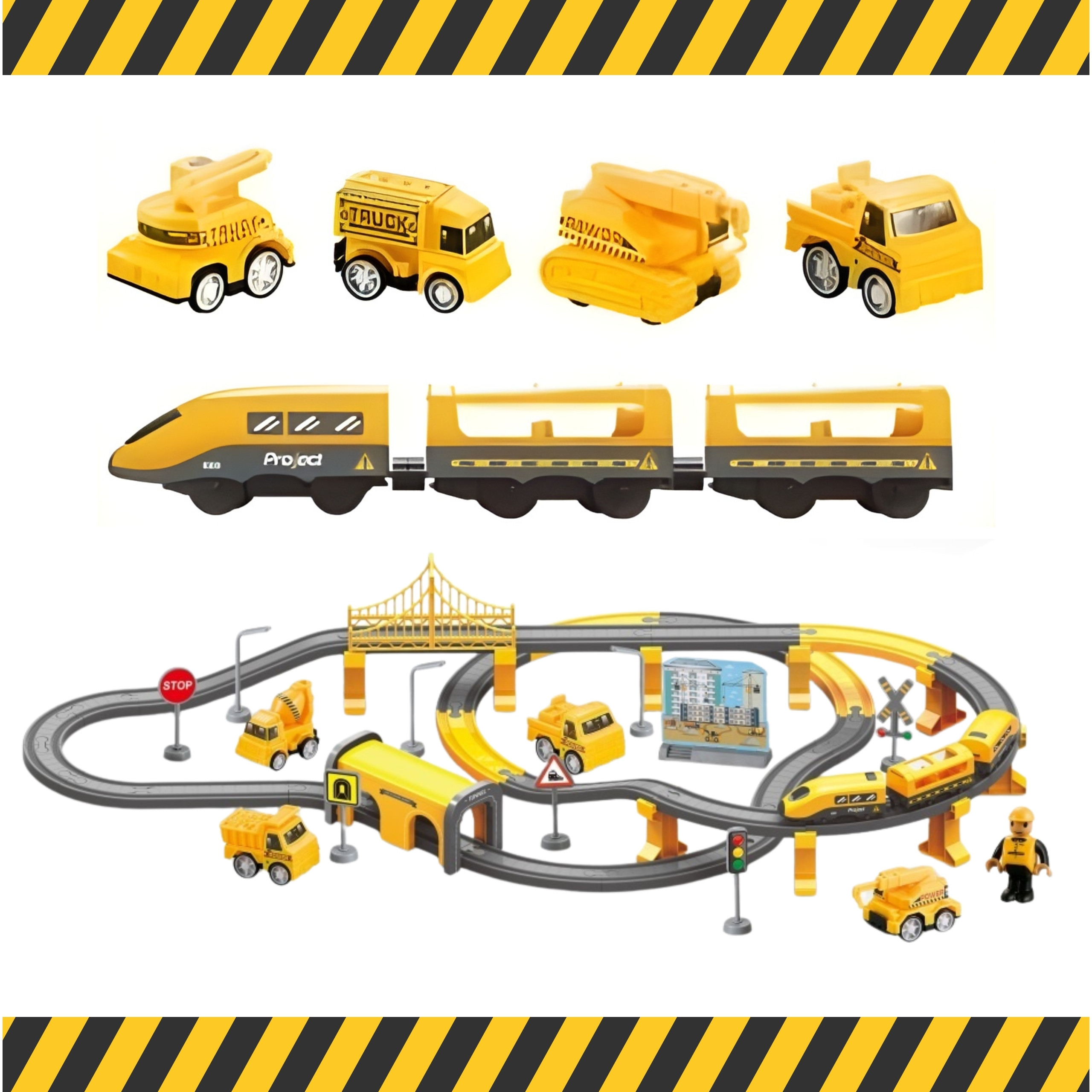 WOOPIE Electric Train Locomotive Construction Crew Set 92pcs. - Slika 6