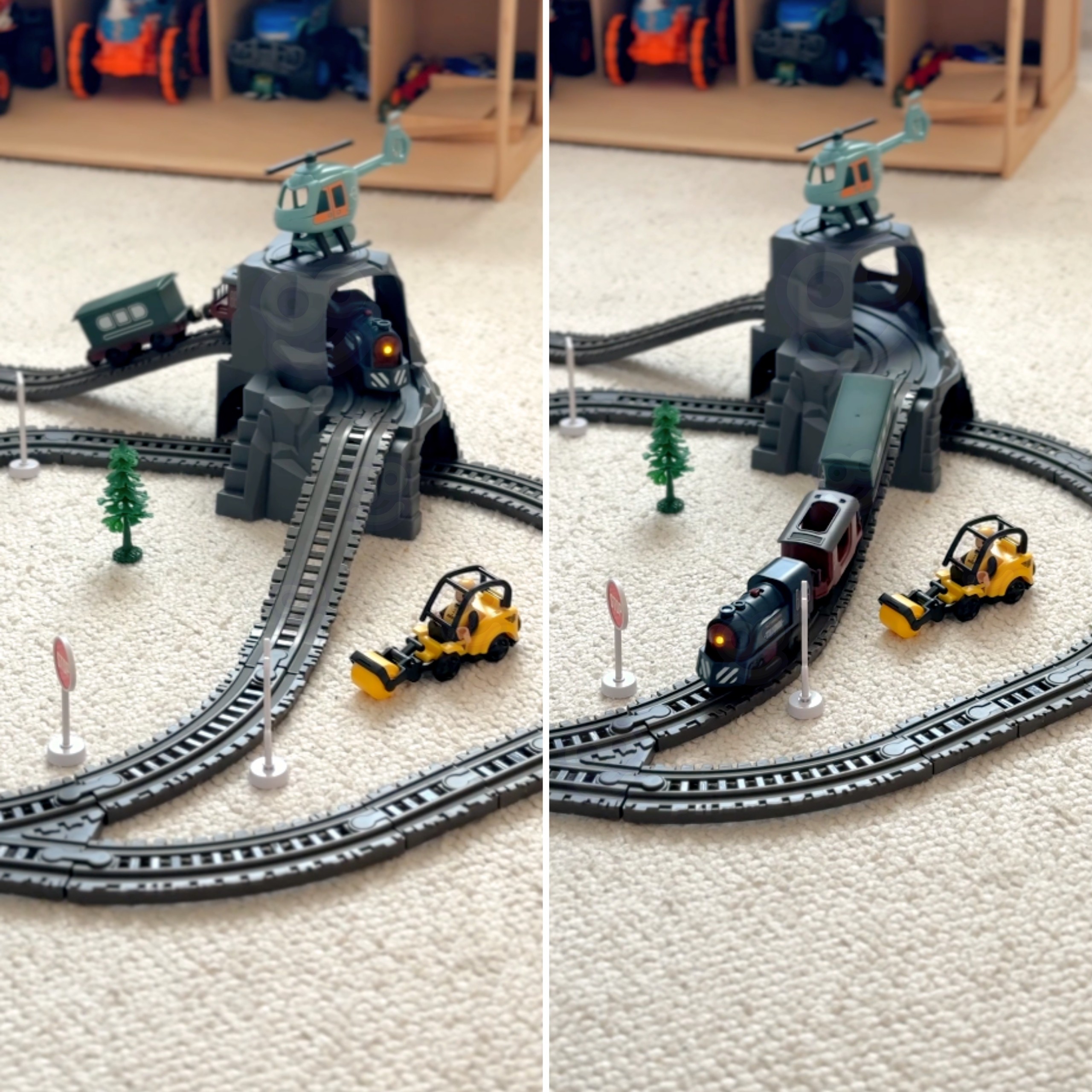 WOOPIE Electric Train Track Retro Train Locomotive + 2 Wagons – 76-piece Set - Slika 3