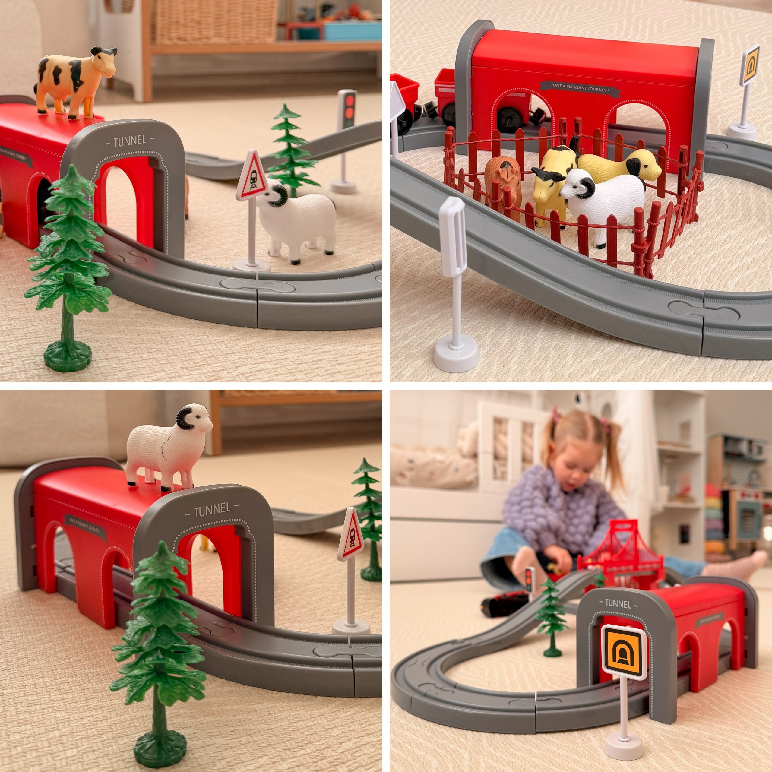 WOOPIE Electric Train Set Locomotive Track Farm Animals 70 pcs. - Slika 3