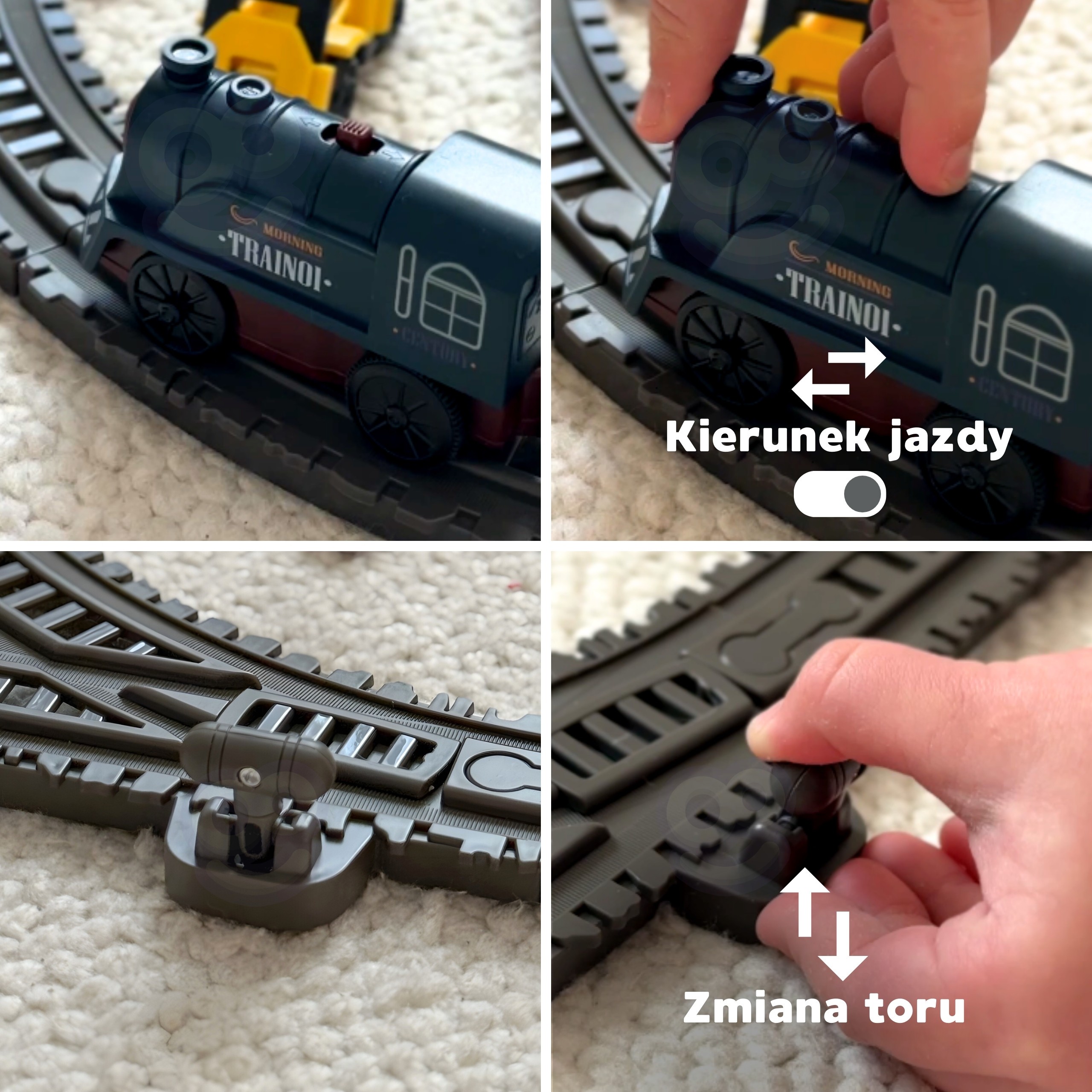 WOOPIE Electric Train Track Retro Train Locomotive + 2 Wagons – 76-piece Set - Slika 4