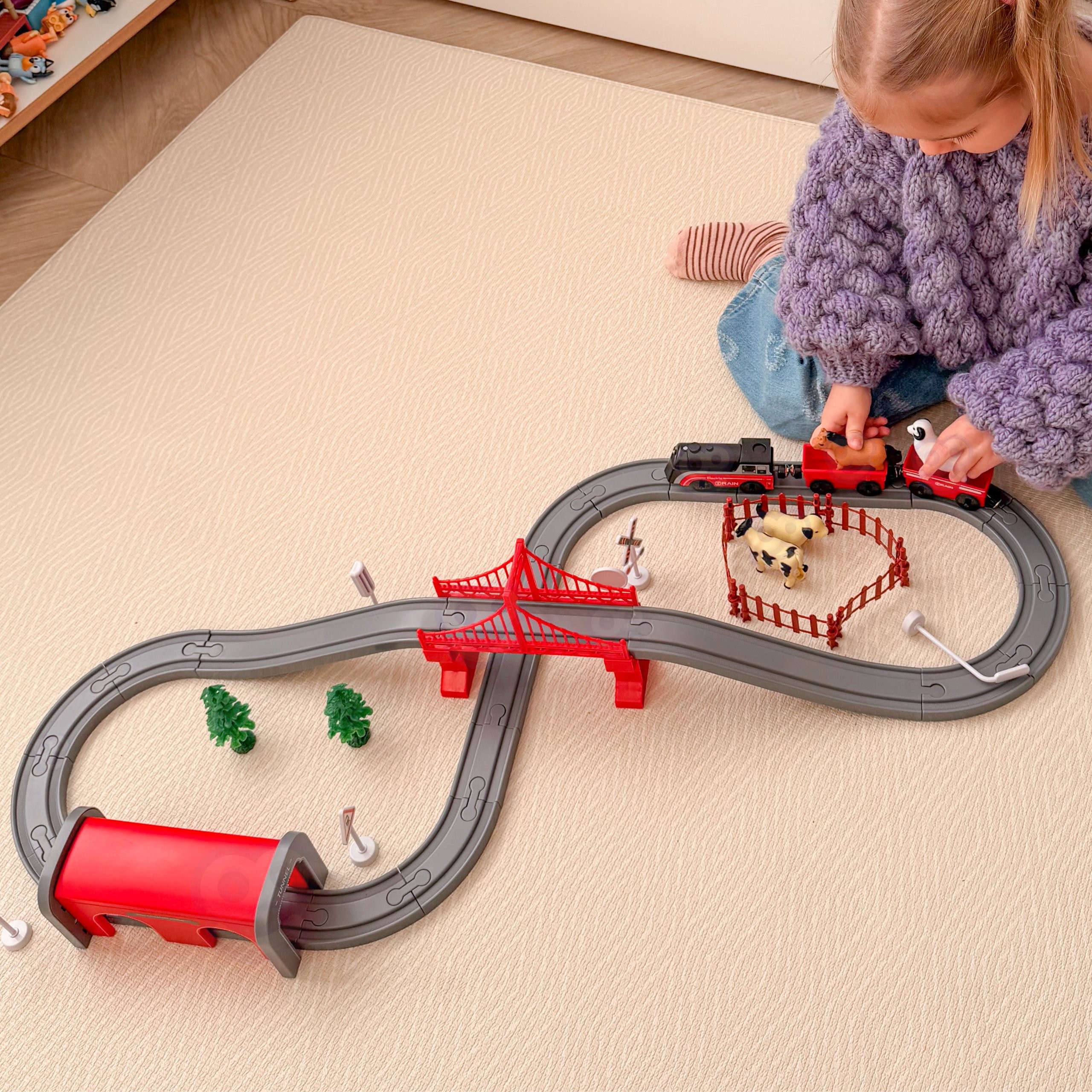 WOOPIE Electric Train Set Locomotive Track Farm Animals 70 pcs. - Slika 4