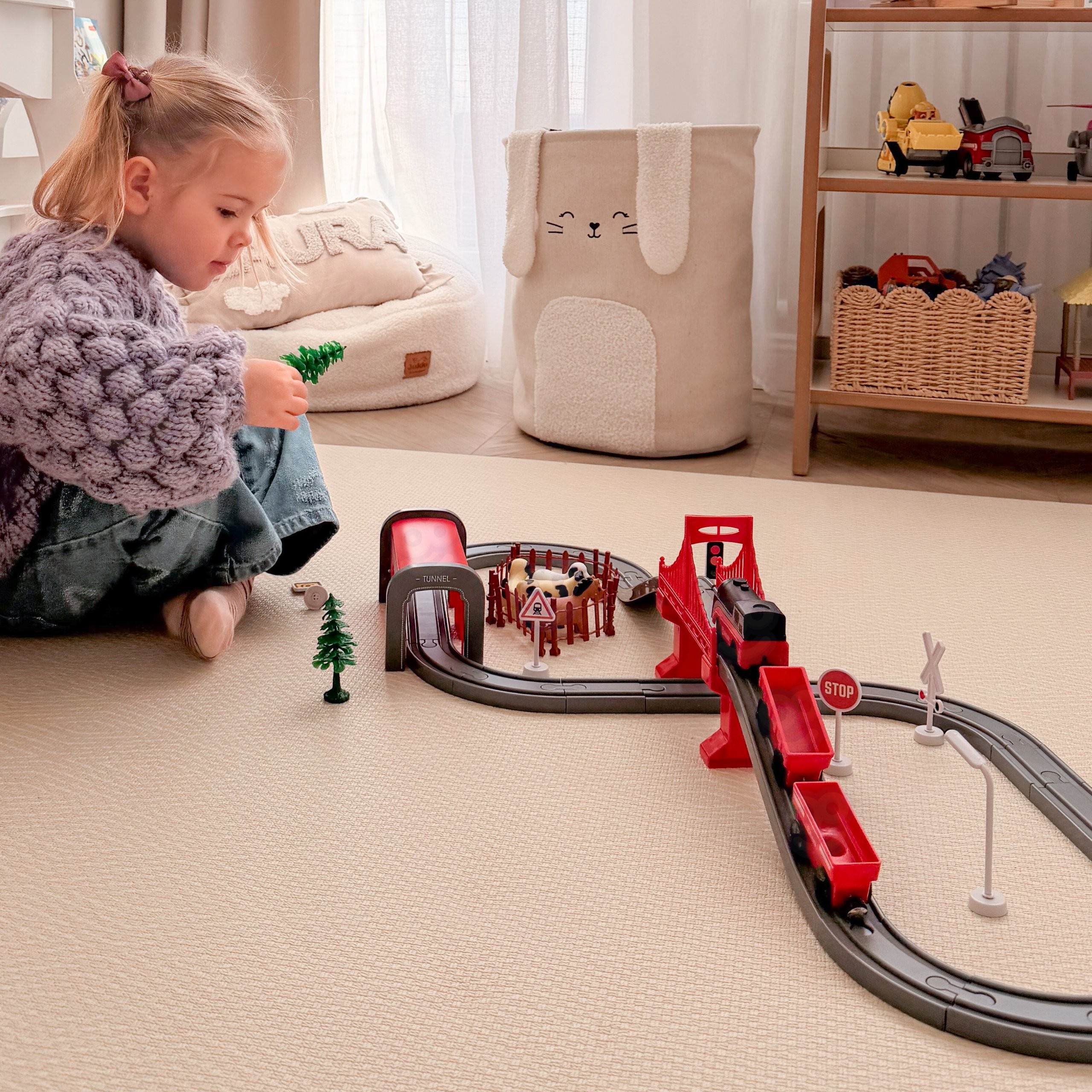 WOOPIE Electric Train Set Locomotive Track Farm Animals 70 pcs. - Slika 6