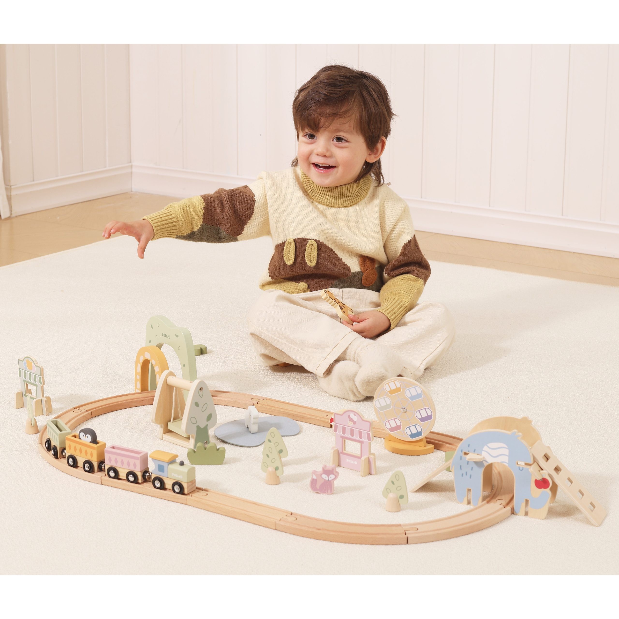 VIGA Wooden Train for Children Track 62 pieces - Slika 4