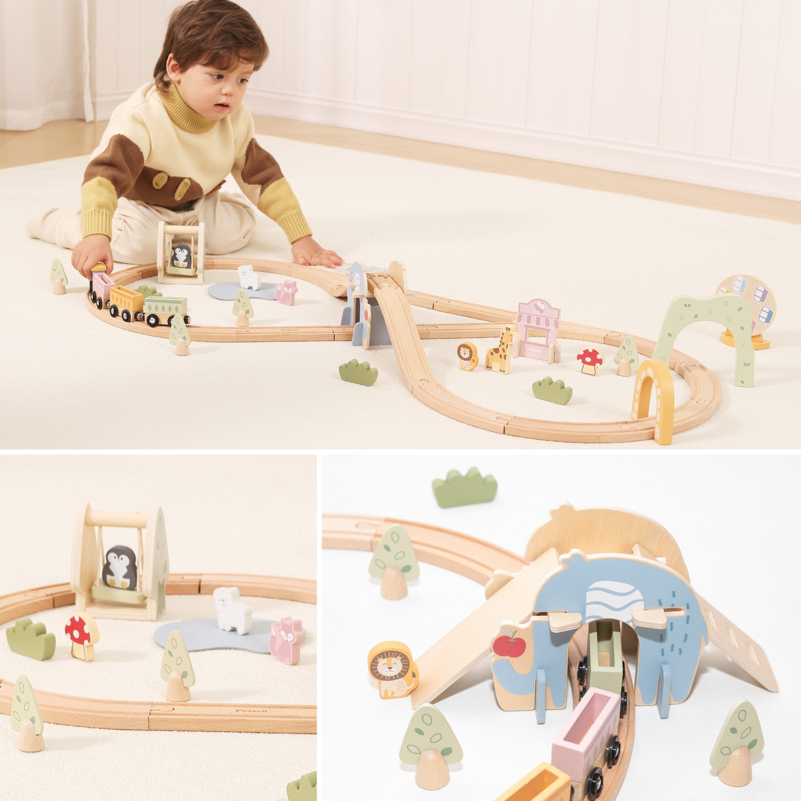 VIGA Wooden Train for Children Track 62 pieces - Slika 5