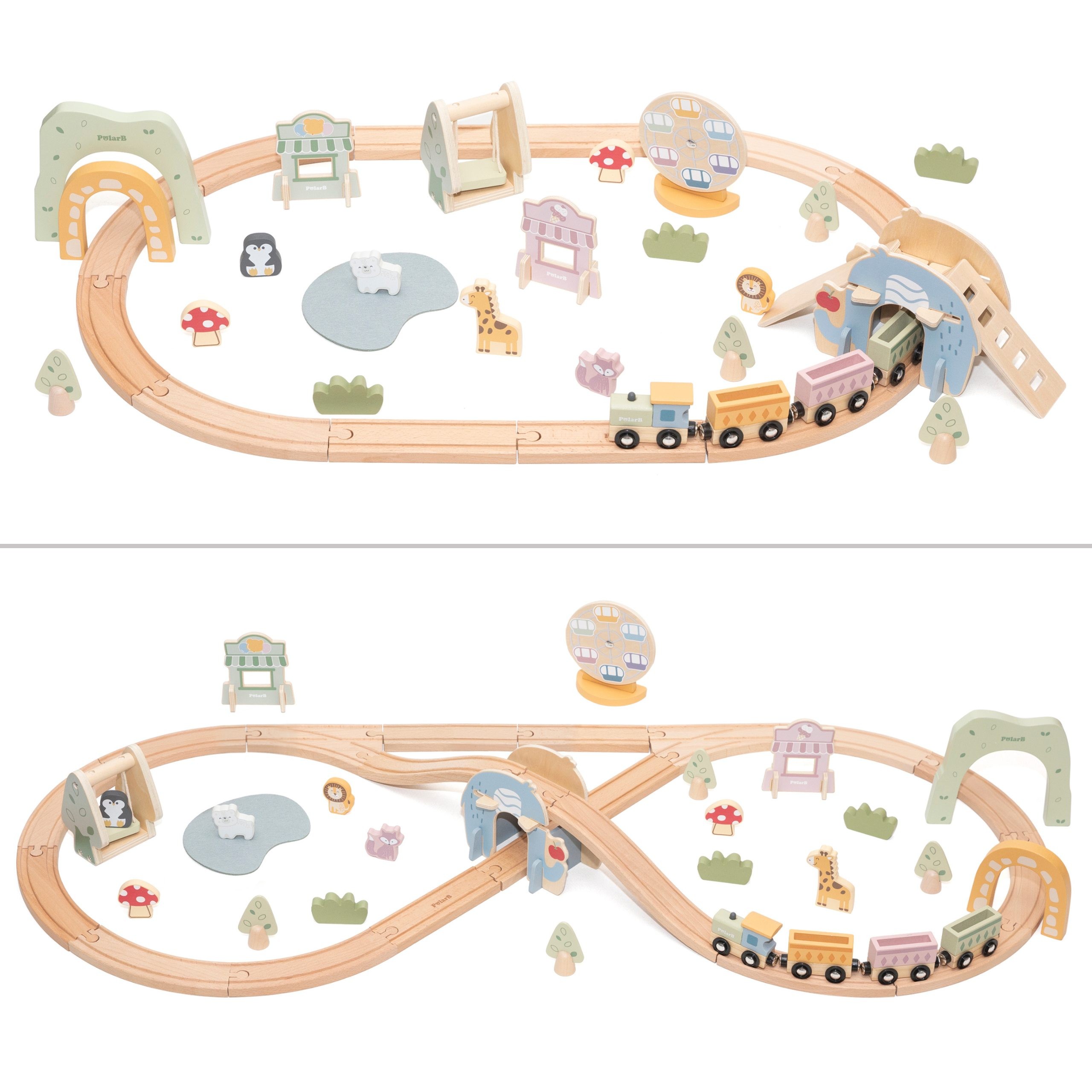 VIGA Wooden Train for Children Track 62 pieces - Slika 7