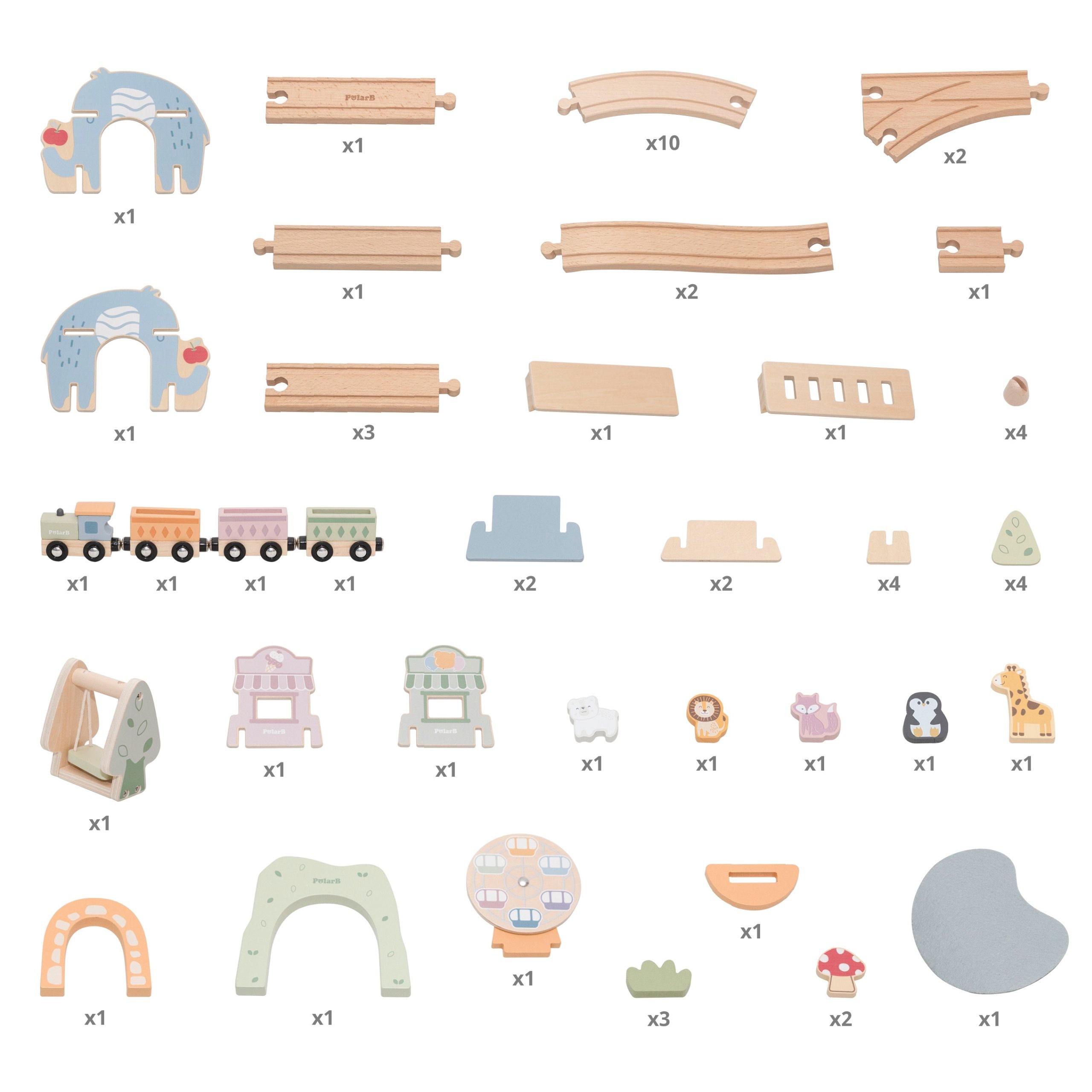 VIGA Wooden Train for Children Track 62 pieces - Slika 8