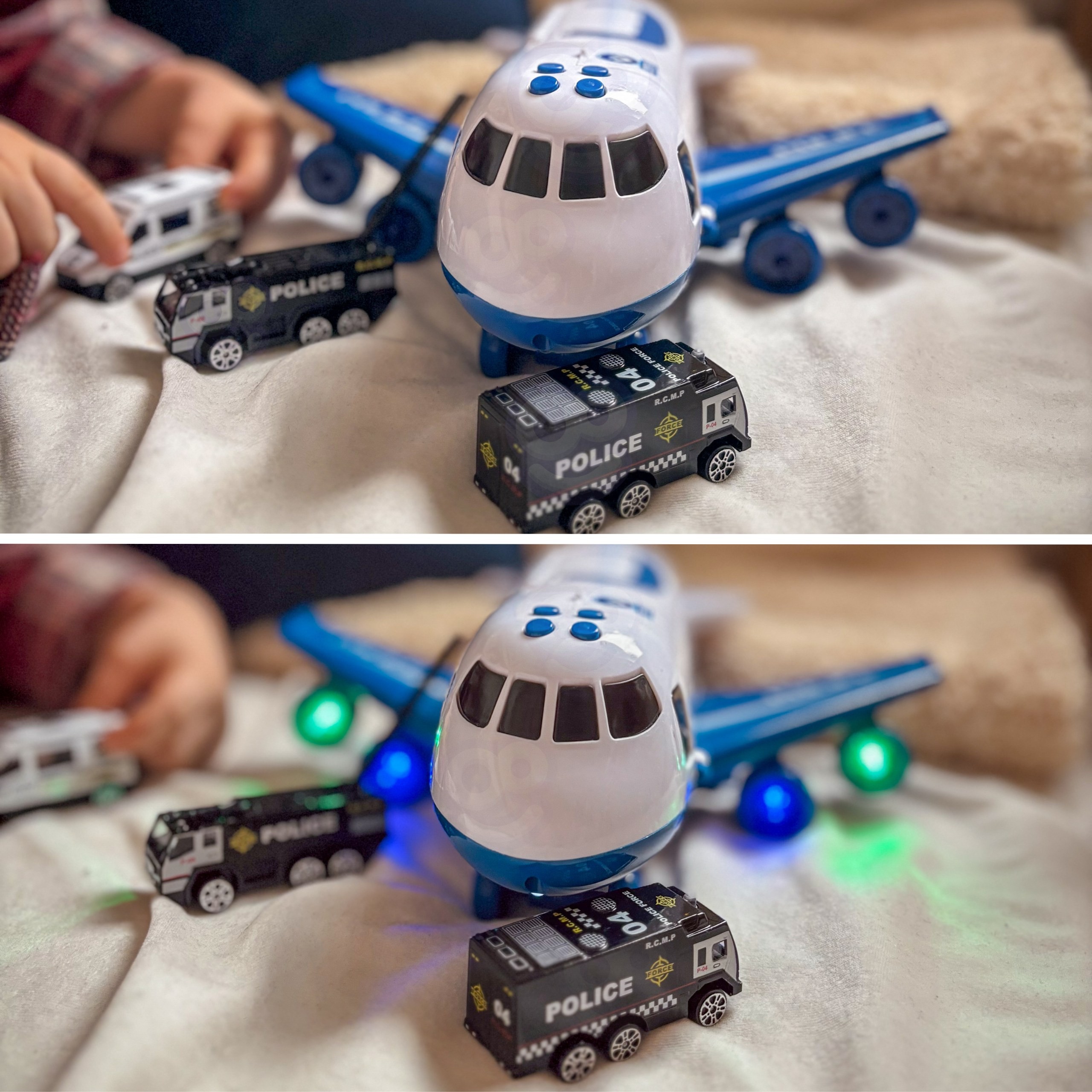 WOOPIE Foldable Police Plane Transporter with 3 Police Cars XL Set Road Signs - Slika 3