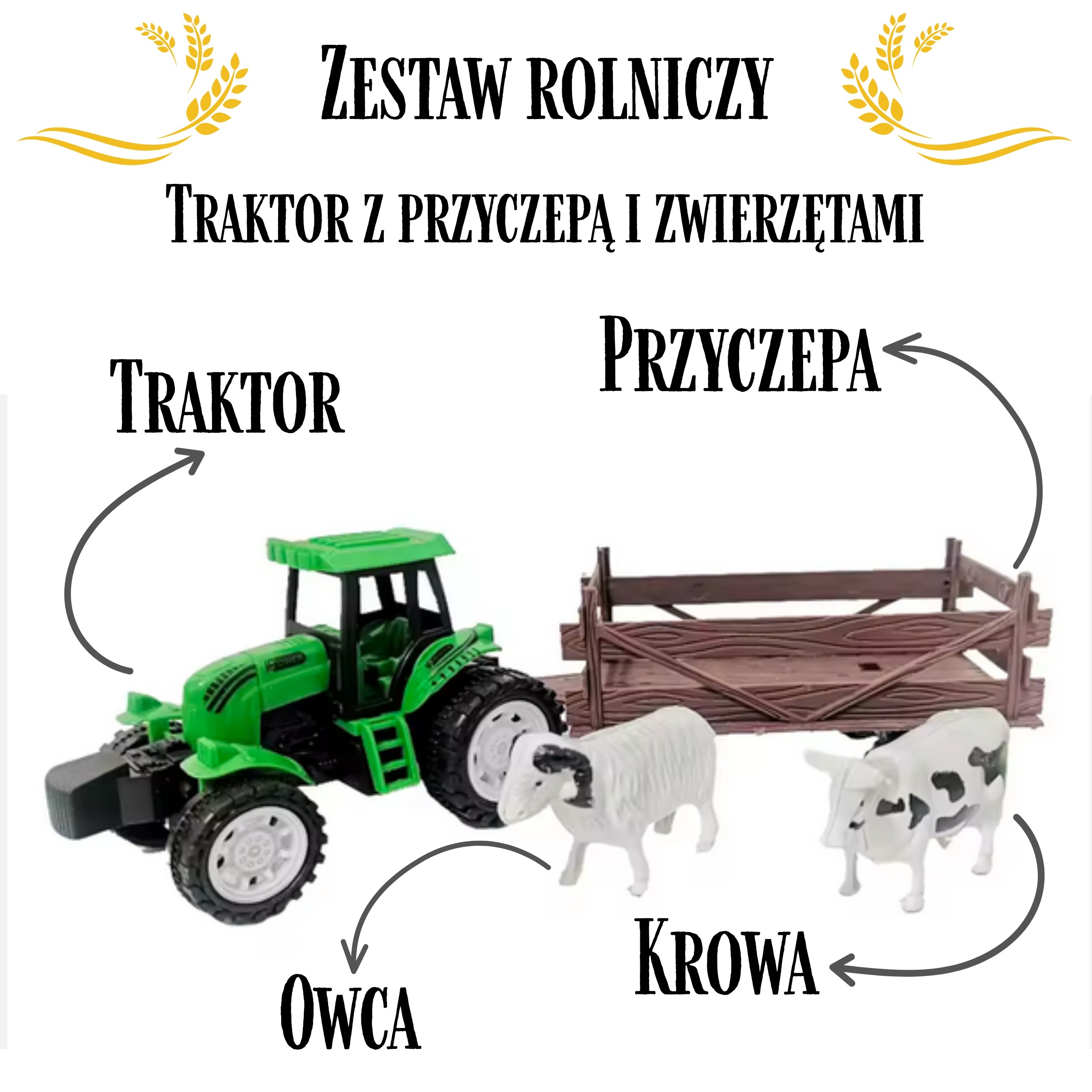 WOOPIE Farm Tractor with Trailer and Animals - Slika 3