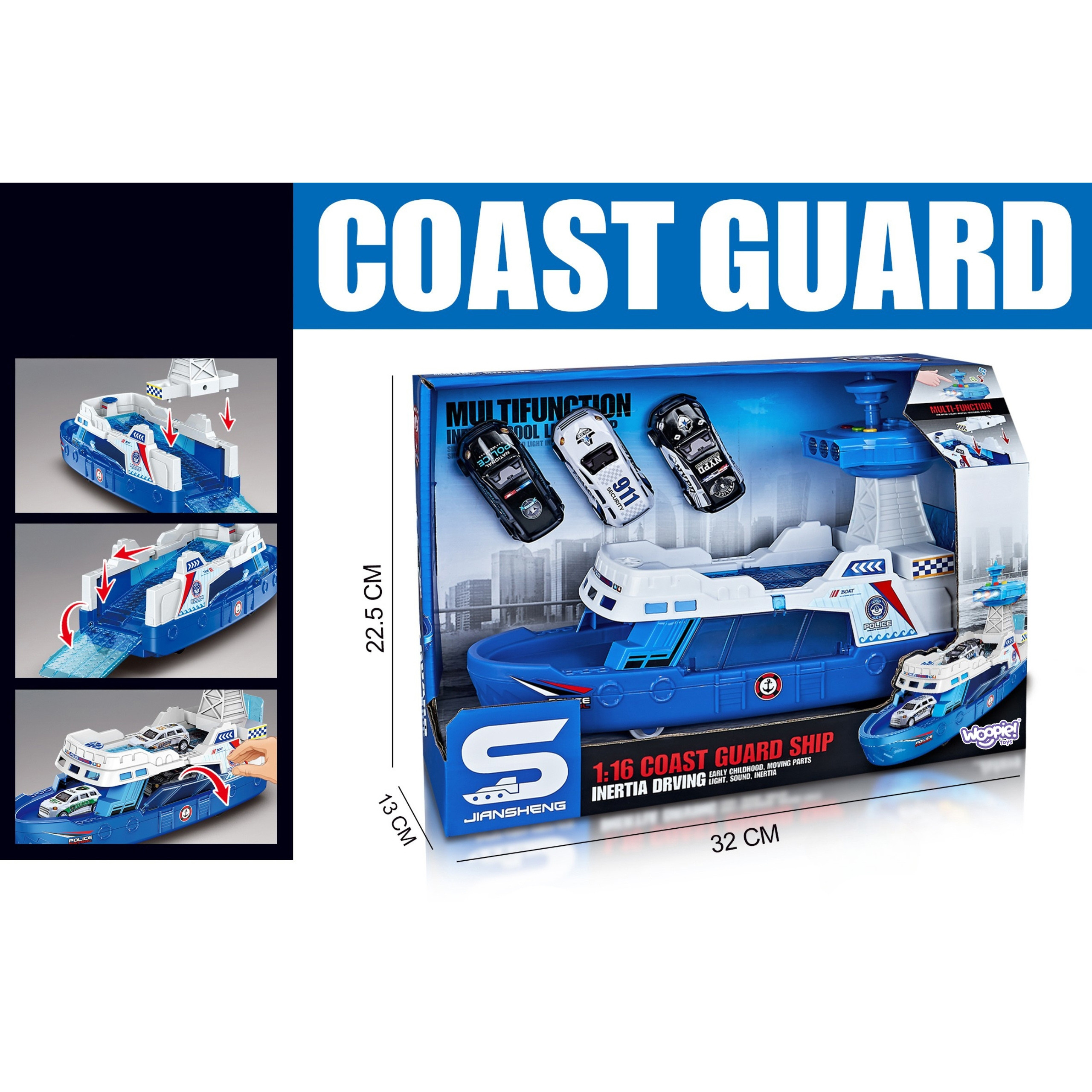 WOOPIE Interactive Police Patrol Boat - Scale 1:16 + 3 cars - Slika 6