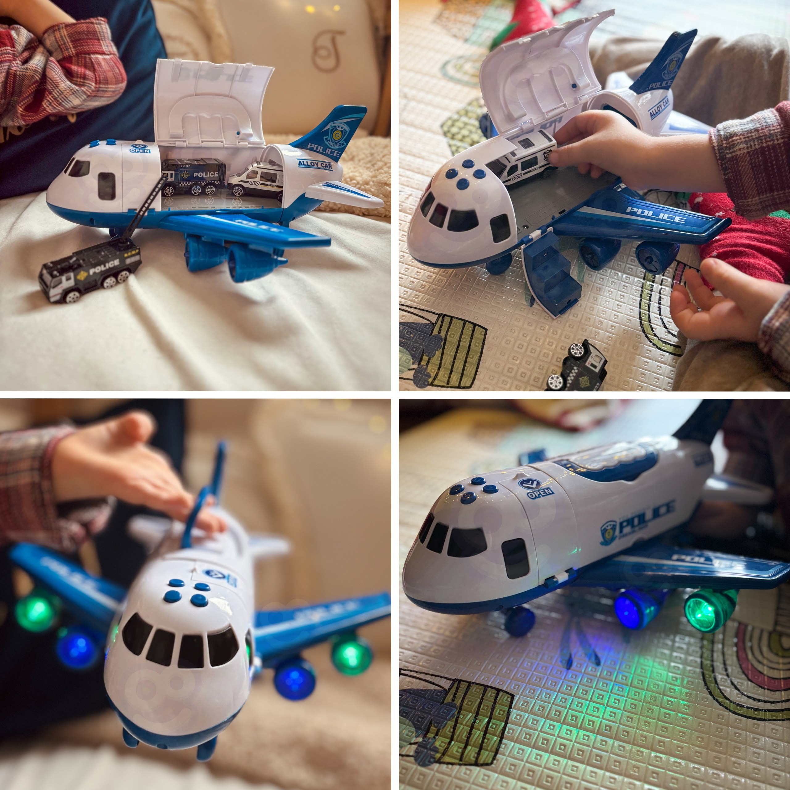 WOOPIE Foldable Police Plane Transporter with 3 Police Cars XL Set Road Signs - Slika 5