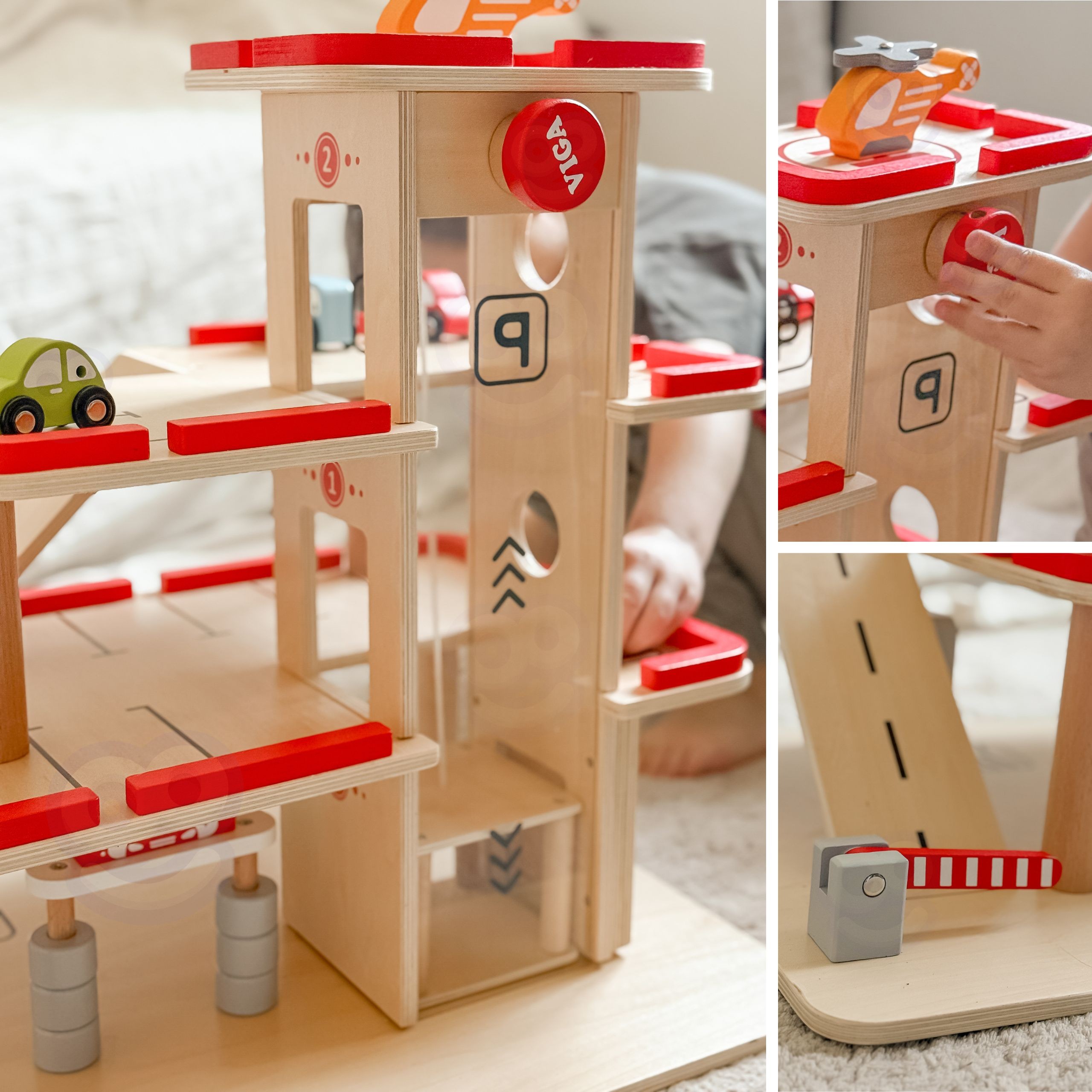 VIGA Wooden Parking for Cars with Elevator for 4 Cars and Helicopter - Slika 3