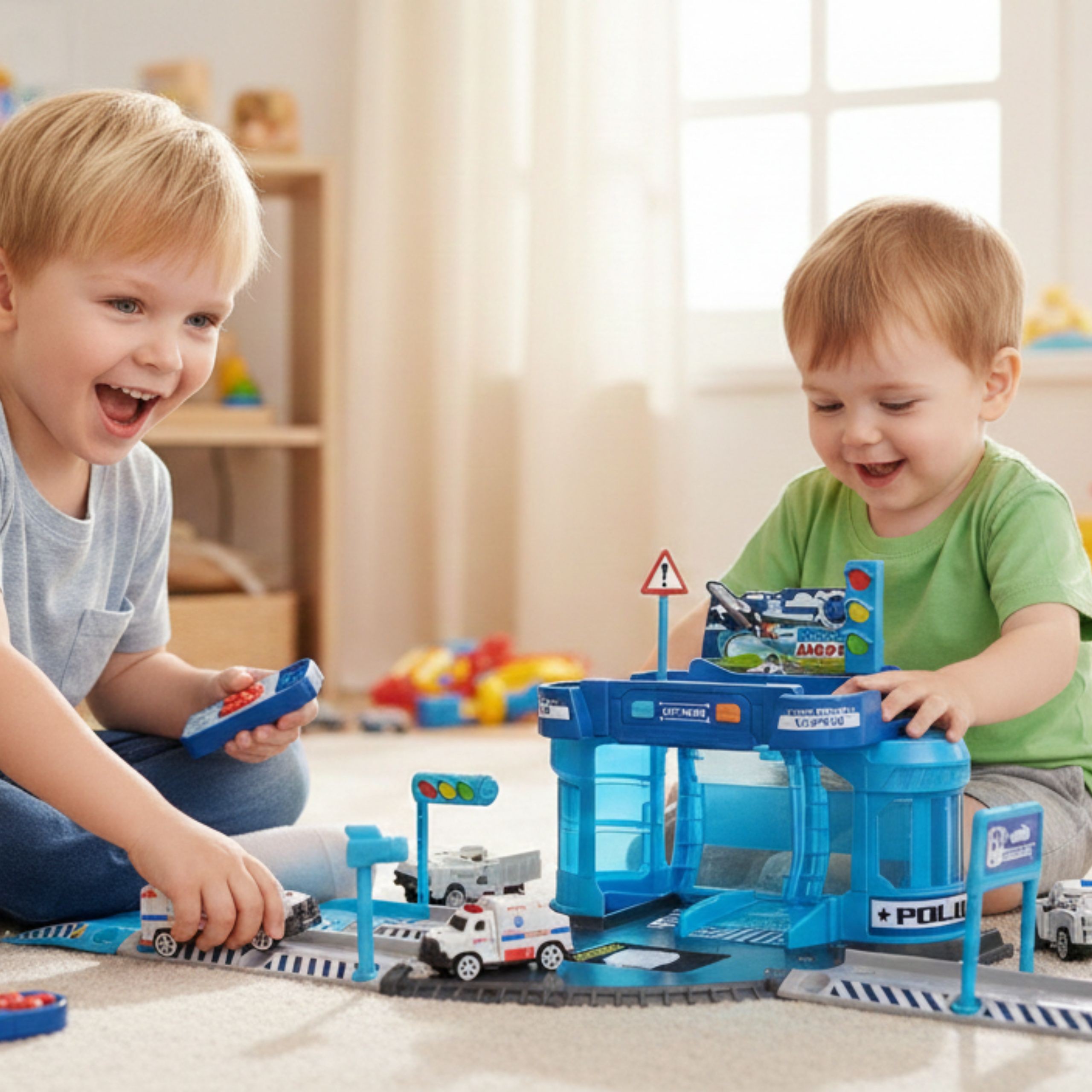 WOOPIE Theme Set: Airport Police Station with Cars and Helicopter, 37 pcs. - Slika 3