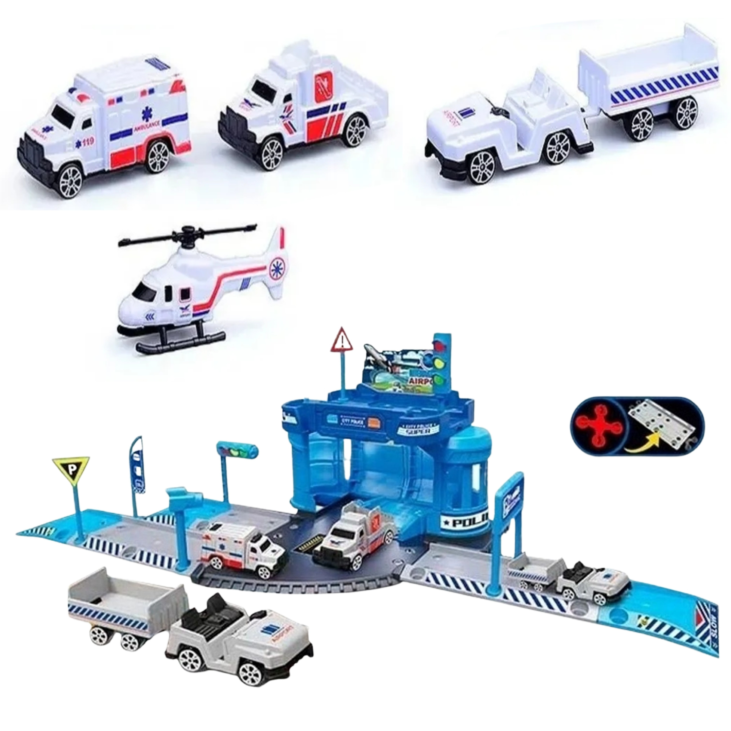 WOOPIE Theme Set: Airport Police Station with Cars and Helicopter, 37 pcs. - Slika 4