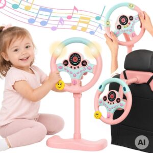 WOOPIE Interactive Car Steering Wheel with Lights Pink