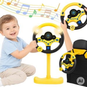 WOOPIE Interactive Car Steering Wheel with Lights Yellow