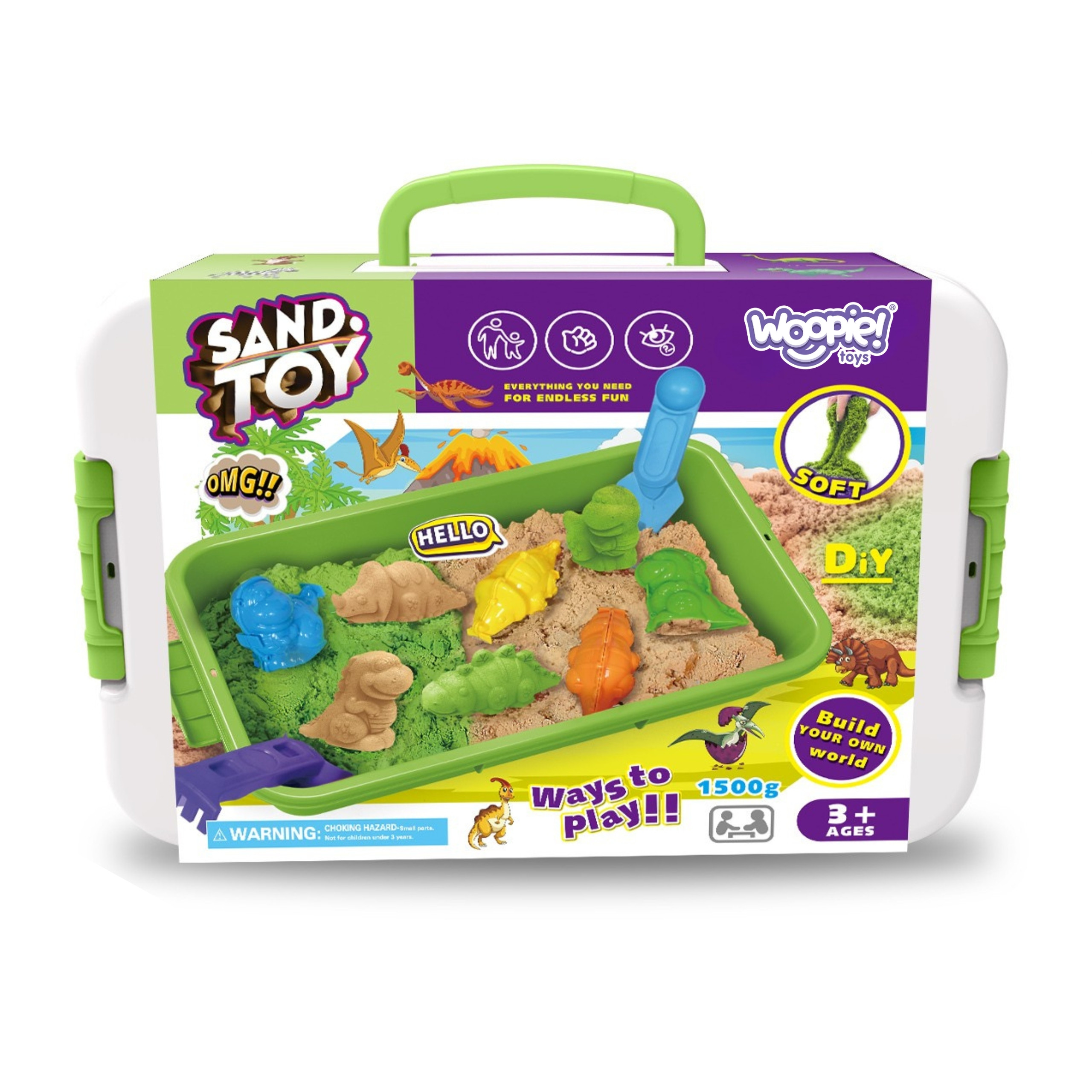 WOOPIE Kinetic Sand 1.5 kg XXL Set ZOO Safari Table with Molds - Slika 3
