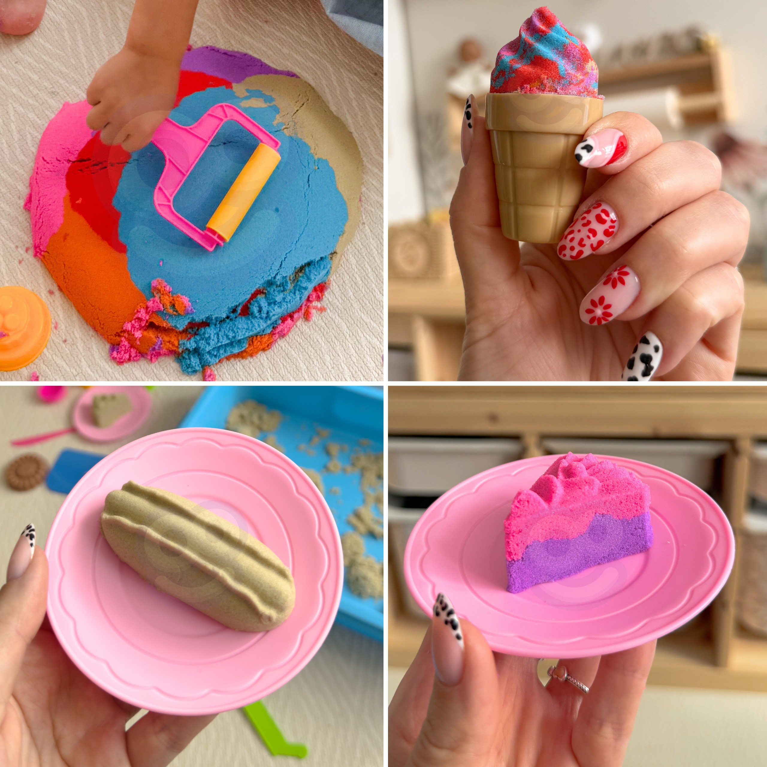 WOOPIE Kinetic Sand 6 Colors 1.2 kg Restaurant Table Set with Molds - Slika 3