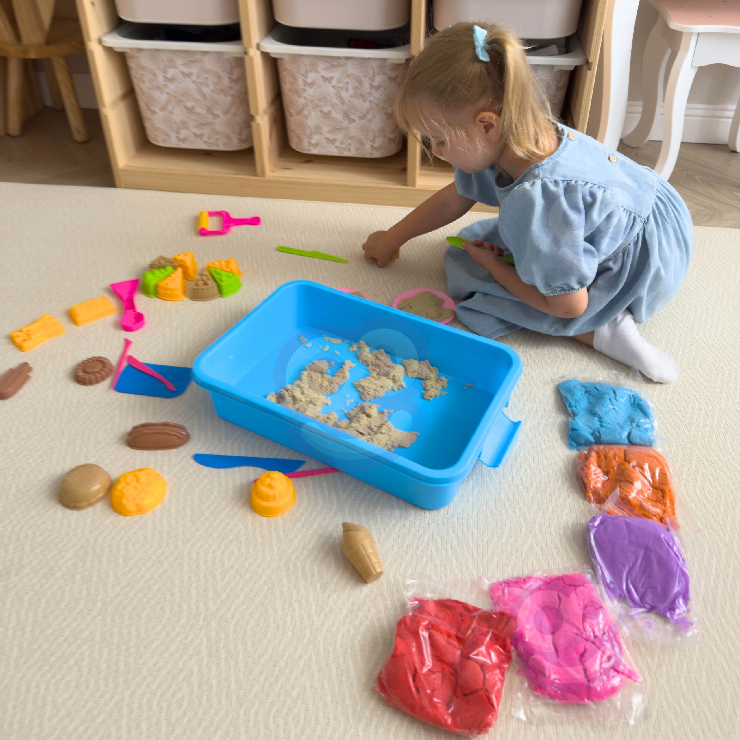 WOOPIE Kinetic Sand 6 Colors 1.2 kg Restaurant Table Set with Molds - Slika 6