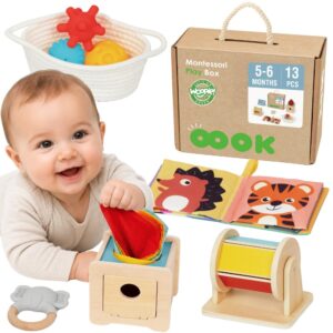 WOOPIE GREEN Box XXL Montessori Educational 6-in-1 Sensory Box 5-6 Months 13 pcs FSC