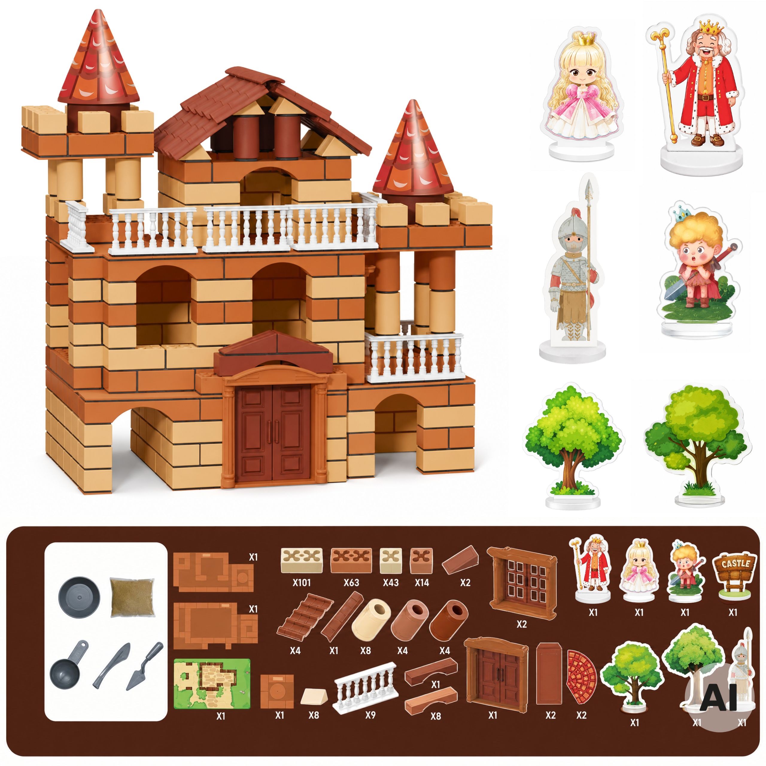3-in-1 Brick Castle 307 Pieces Figures DIY Construction Set for Kids - Slika 4