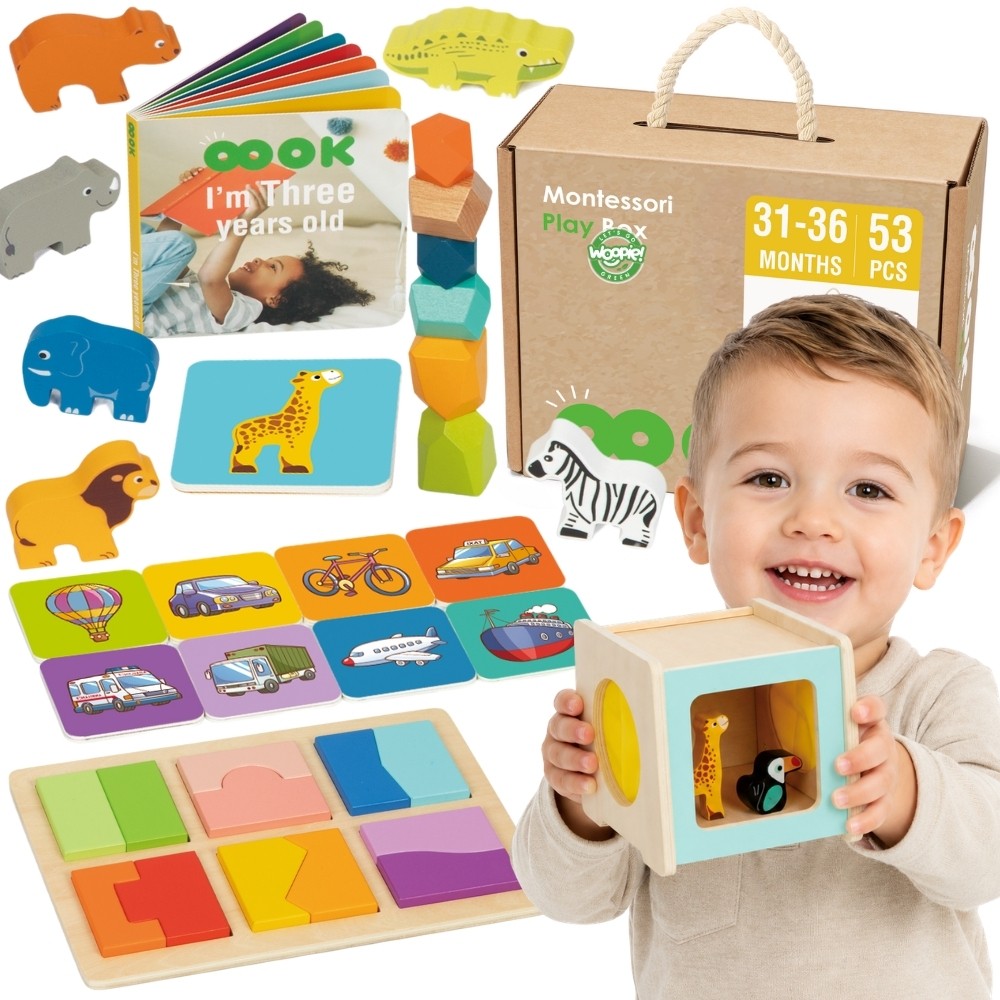 WOOPIE GREEN Box XXL Montessori Educational 7in1 Sensory Box 31-36 Months FSC