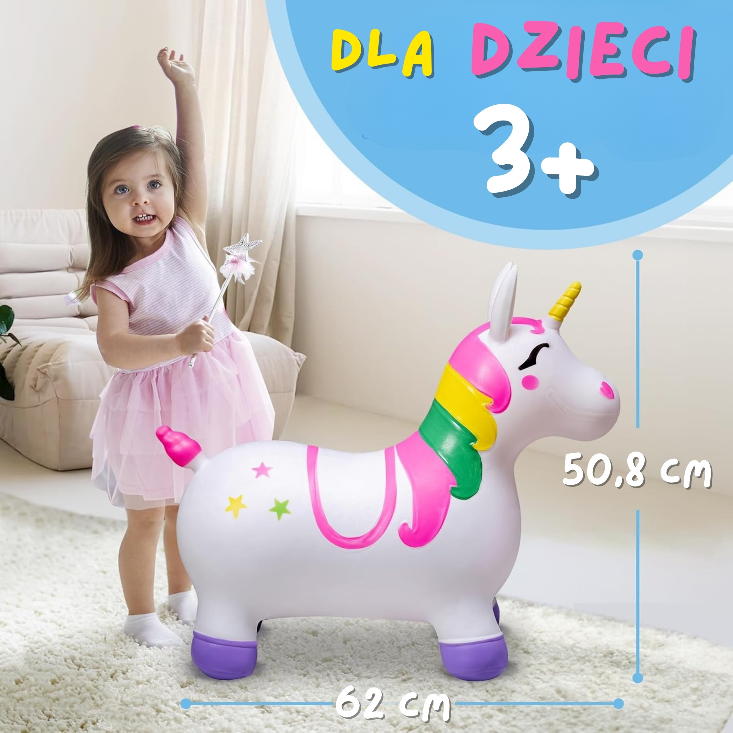WOOPIE Rubber Jumper for Jumping Unicorn White + Pump - Slika 7