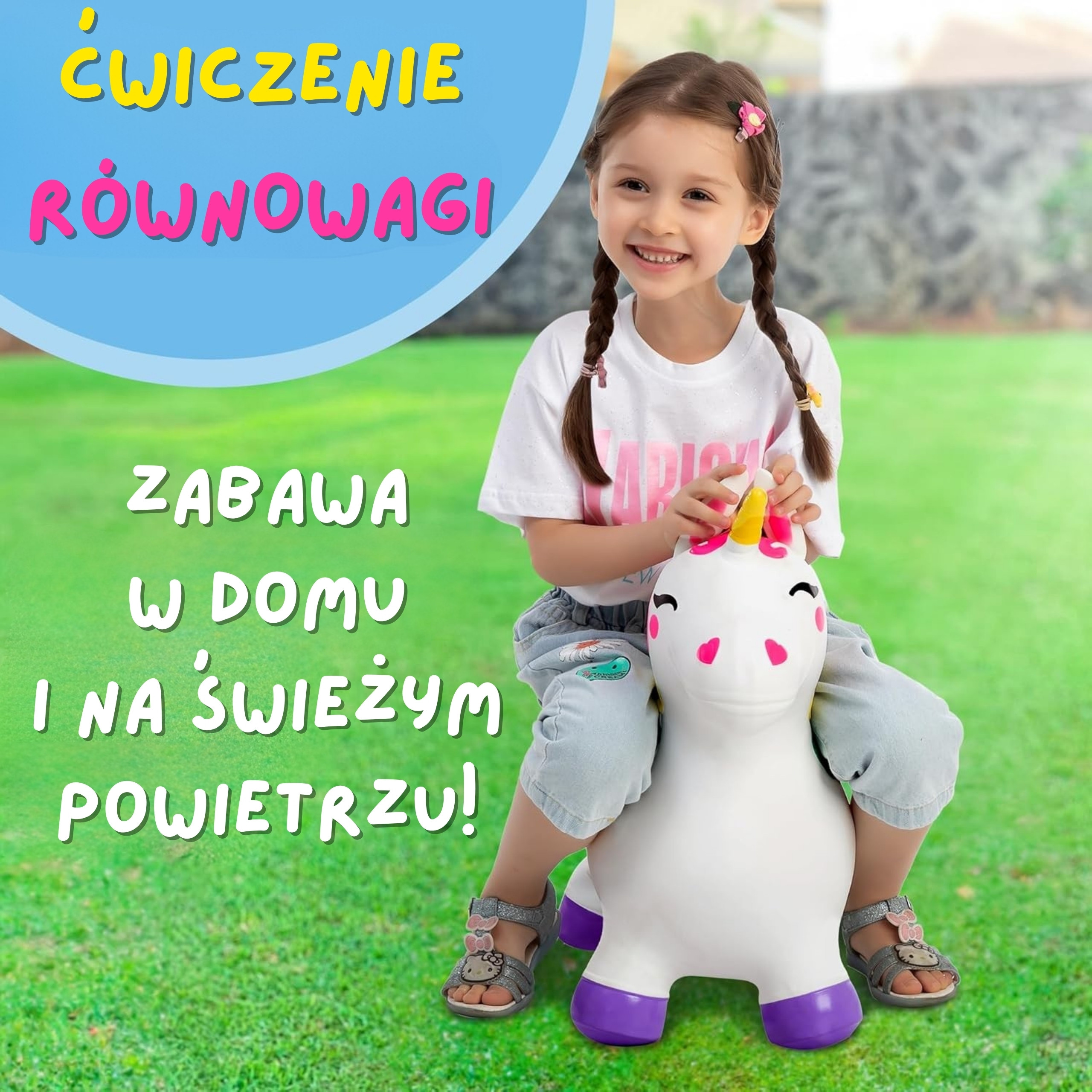 WOOPIE Rubber Jumper for Jumping Unicorn White + Pump - Slika 8