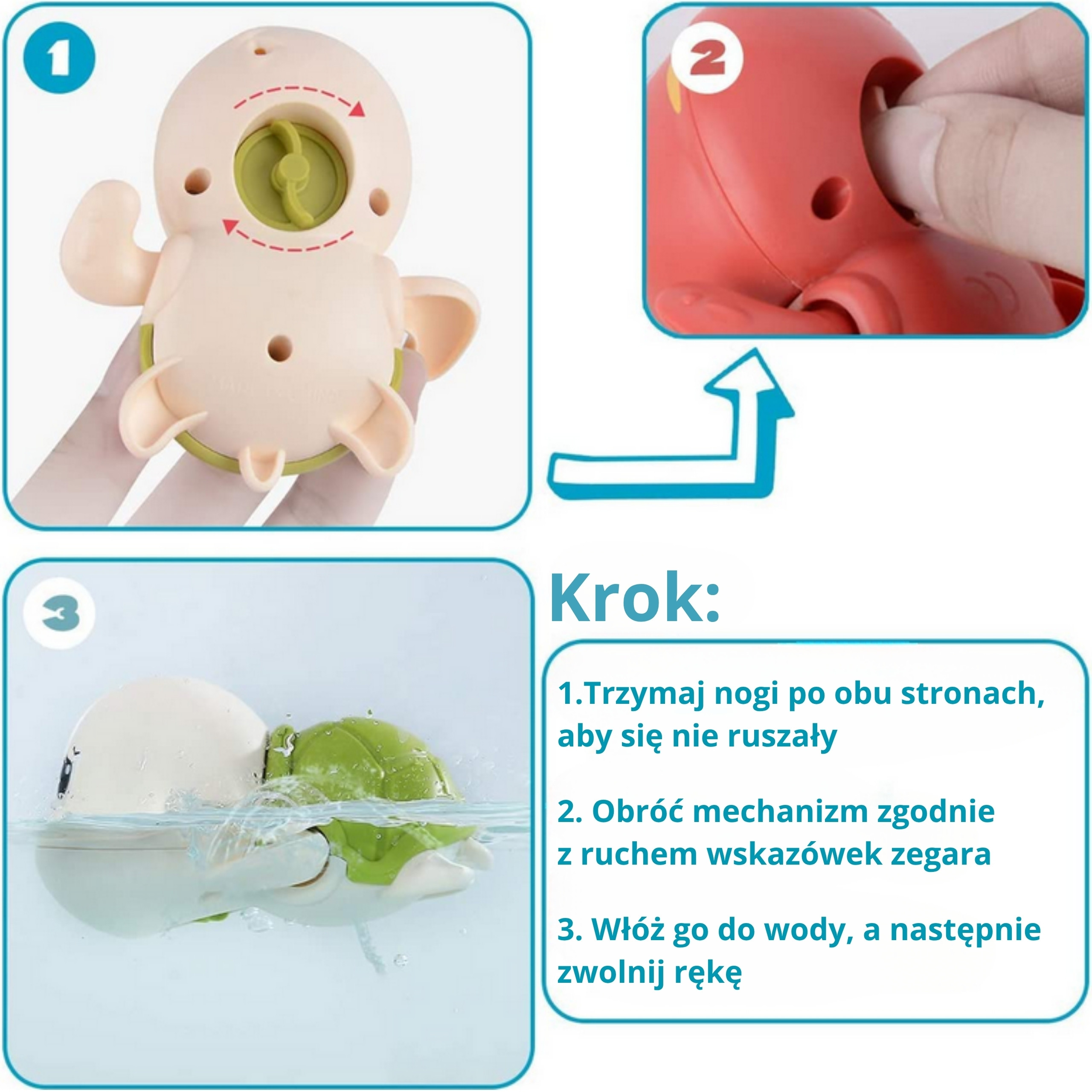 Woopie Turtle Swimming Wind-Up Bath Toy Pink - Slika 4