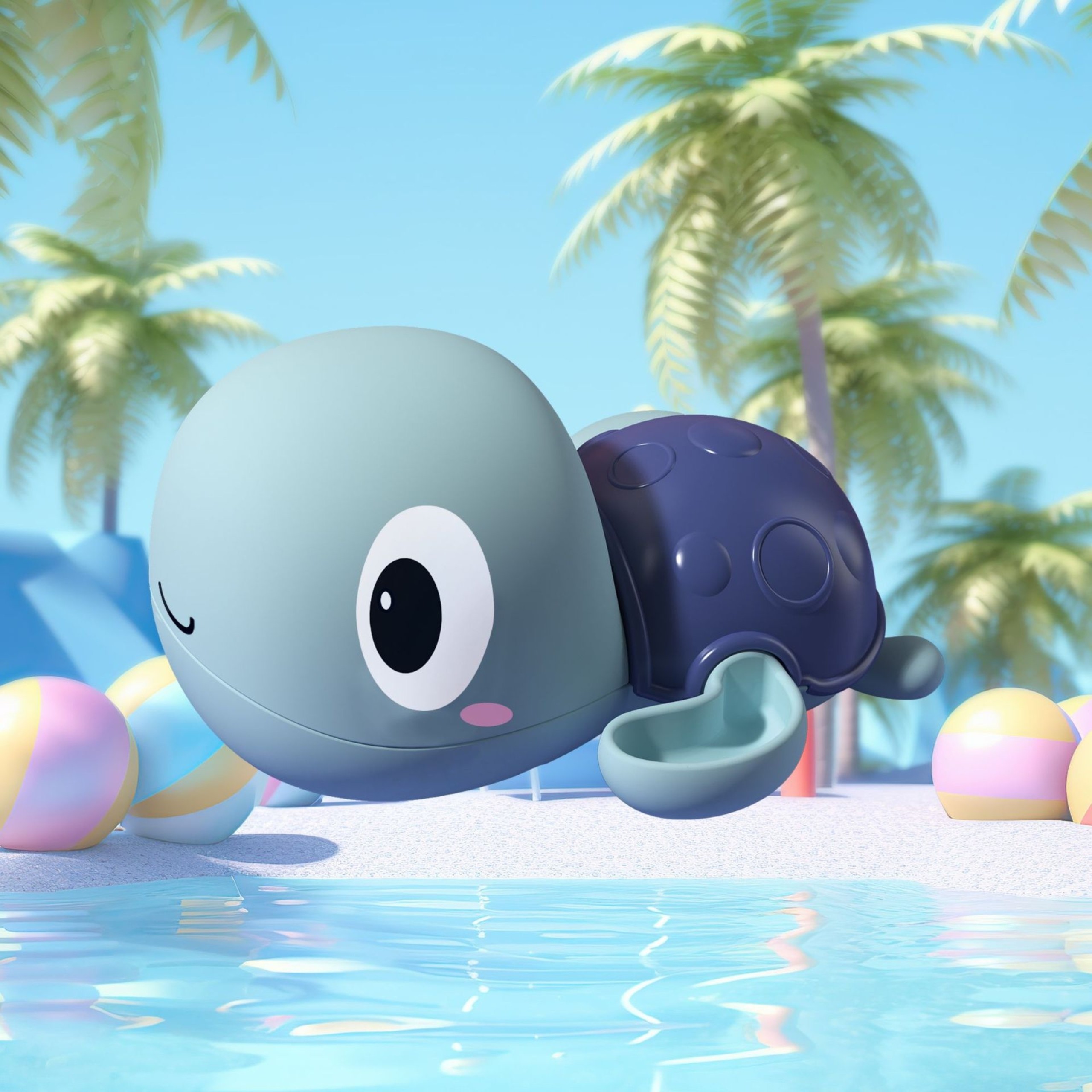 Woopie Turtle Swimming Wind-Up Bath Toy Blue - Slika 4