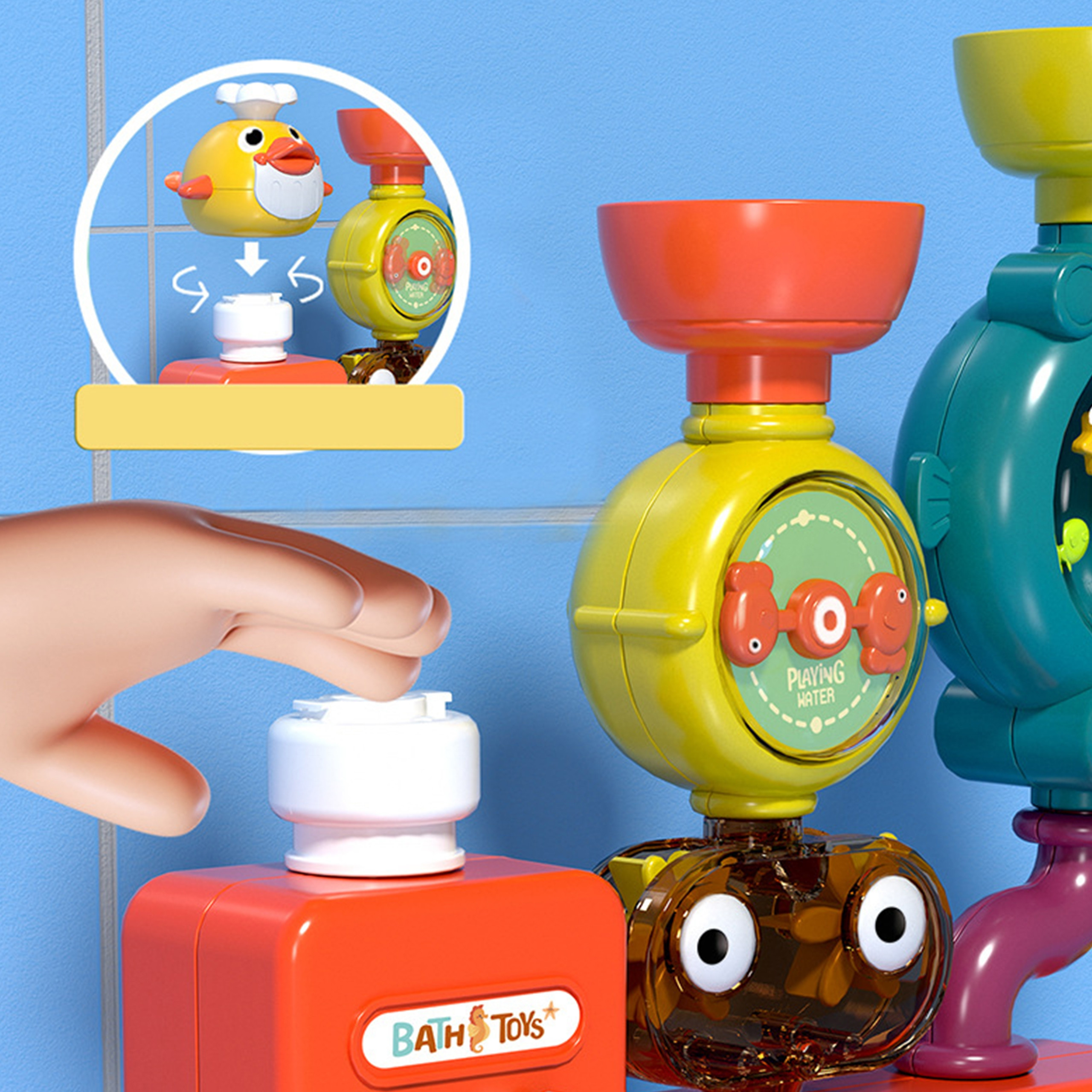 WOOPIE BABY Bath Toy Faucet Shower Fountain Overflow Duck - Slika 8