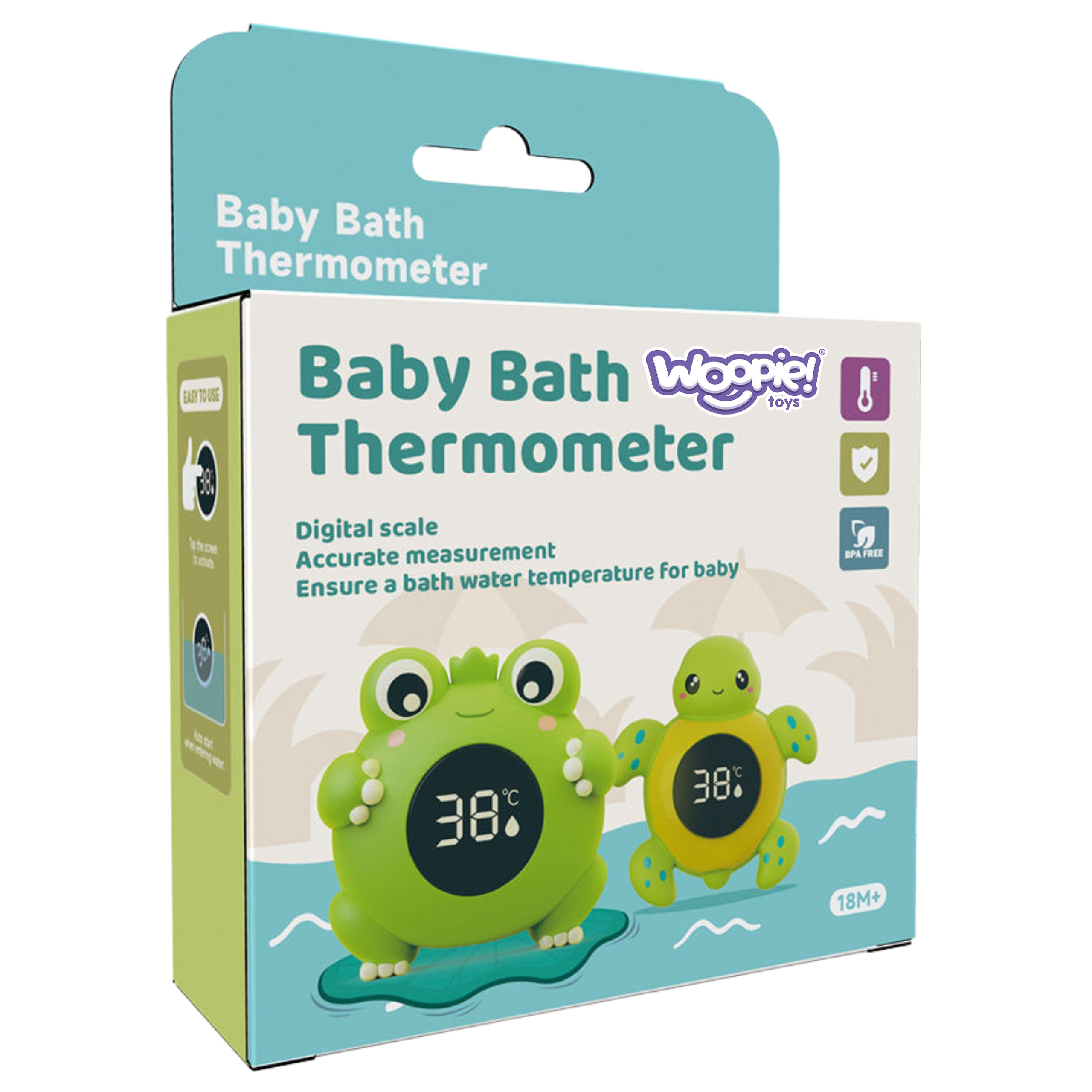 WOOPIE BABY 2-in-1 Bath Thermometer for Measuring Water and Room Temperatures Turtle - Slika 8