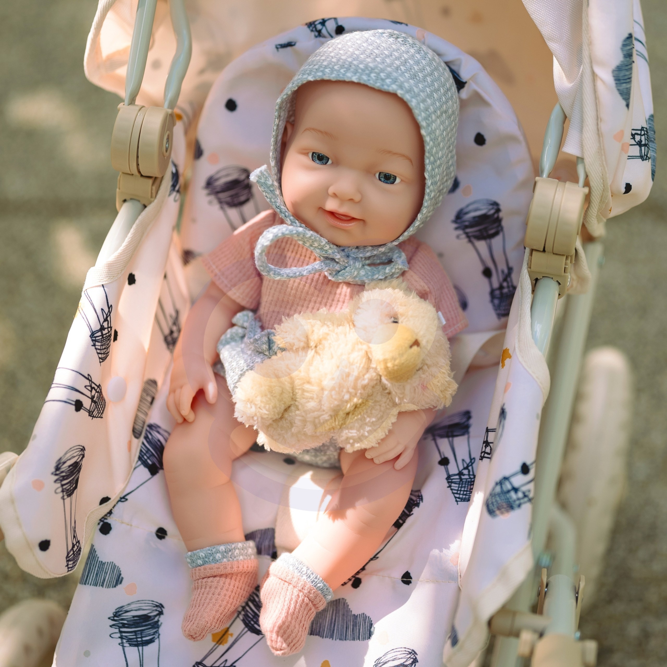 WOOPIE ROYAL Baby Doll 36 cm in Teddy Bear Outfit Feeding Accessories - Slika 2